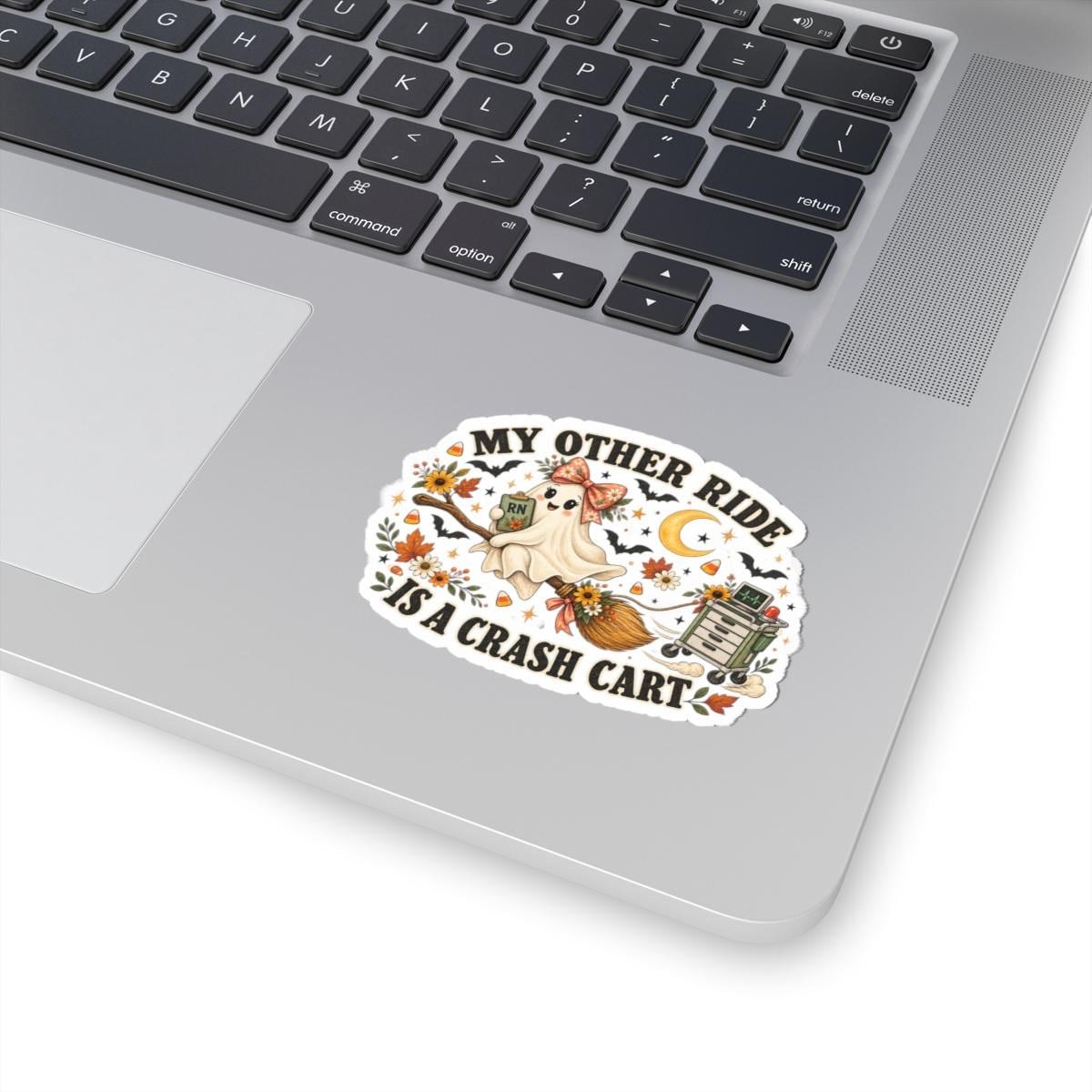 Funny ICU Nurse Ghost Sticker | Halloween RN Crash Cart Decal (Waterproof), view 2