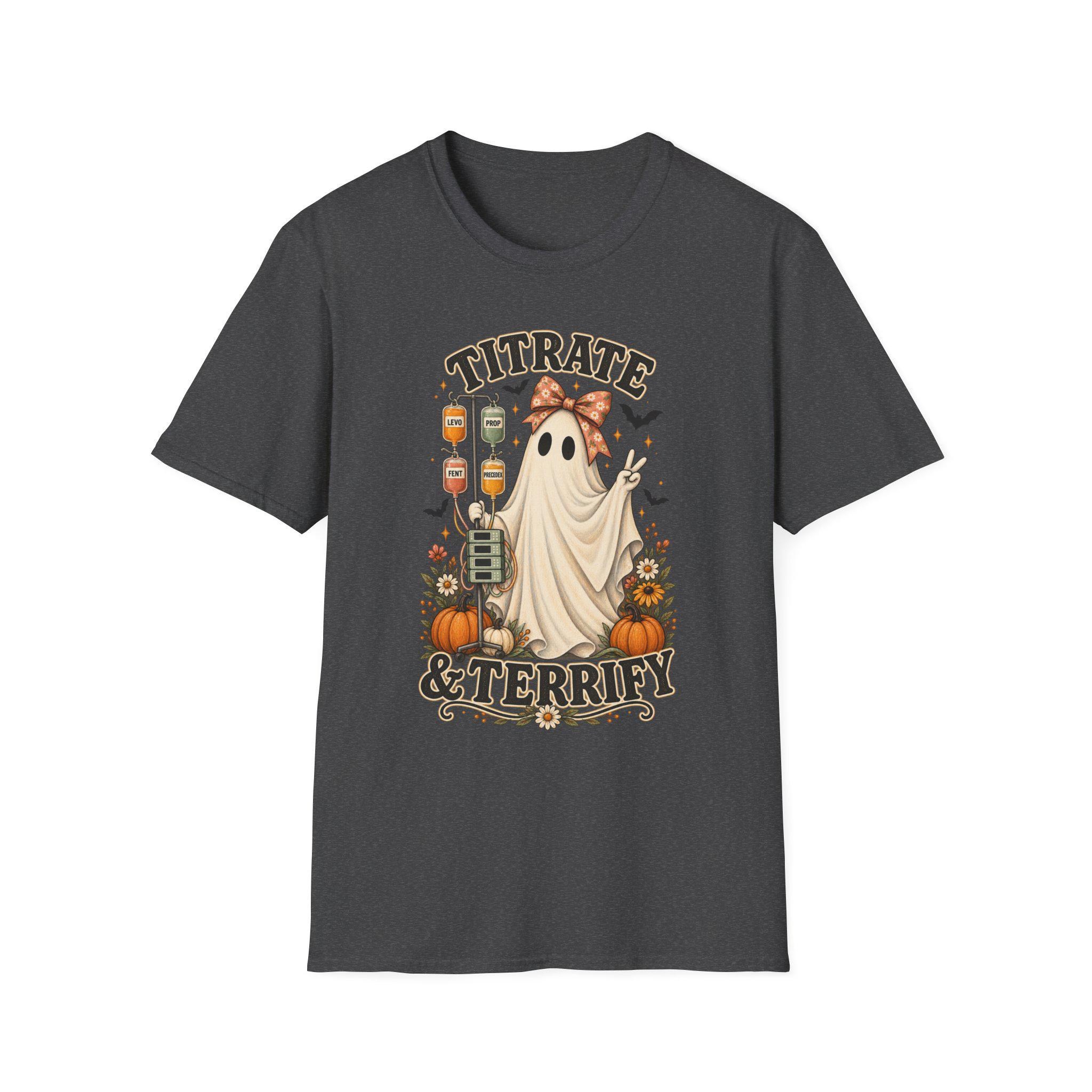 ICU Nurse Halloween Shirt | Titrate and Terrify Ghost Tee | Comfort Colors RN Apparel, view 8