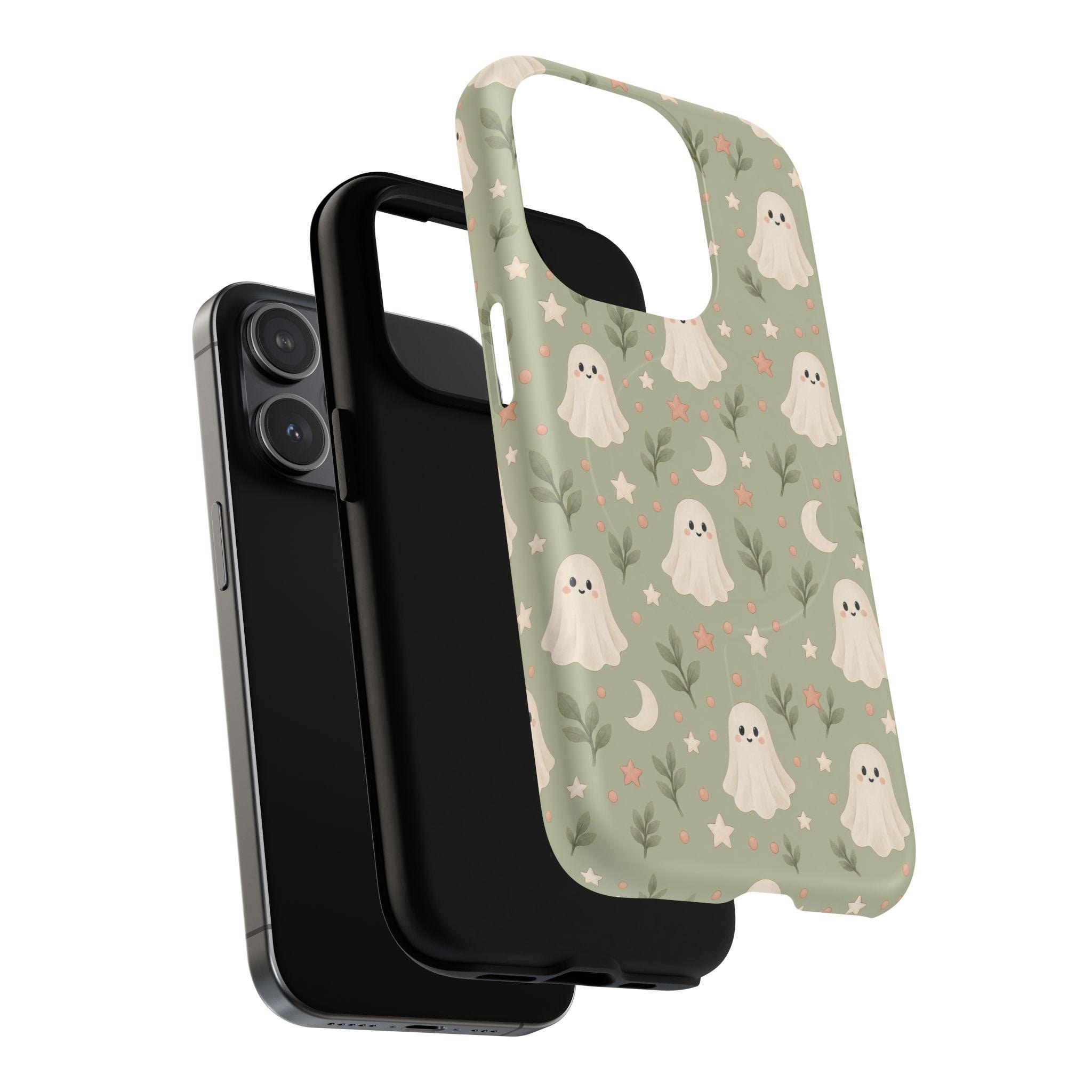 Whimsical Ghost Pattern Phone Case | MagSafe Compatible, Dual-Layer Protection, view 10