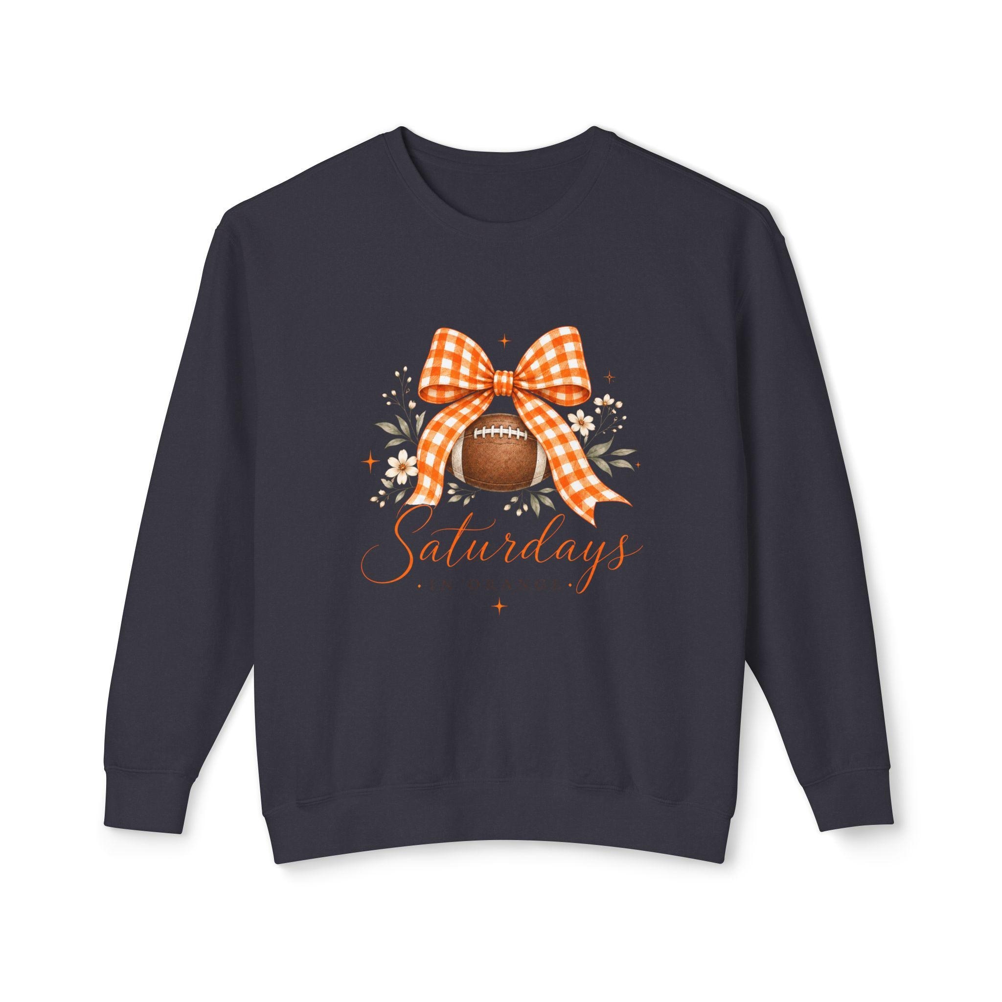 Saturdays Football with Orange Gingham Bow Sweatshirt | Tailgate Fall Style, view 6