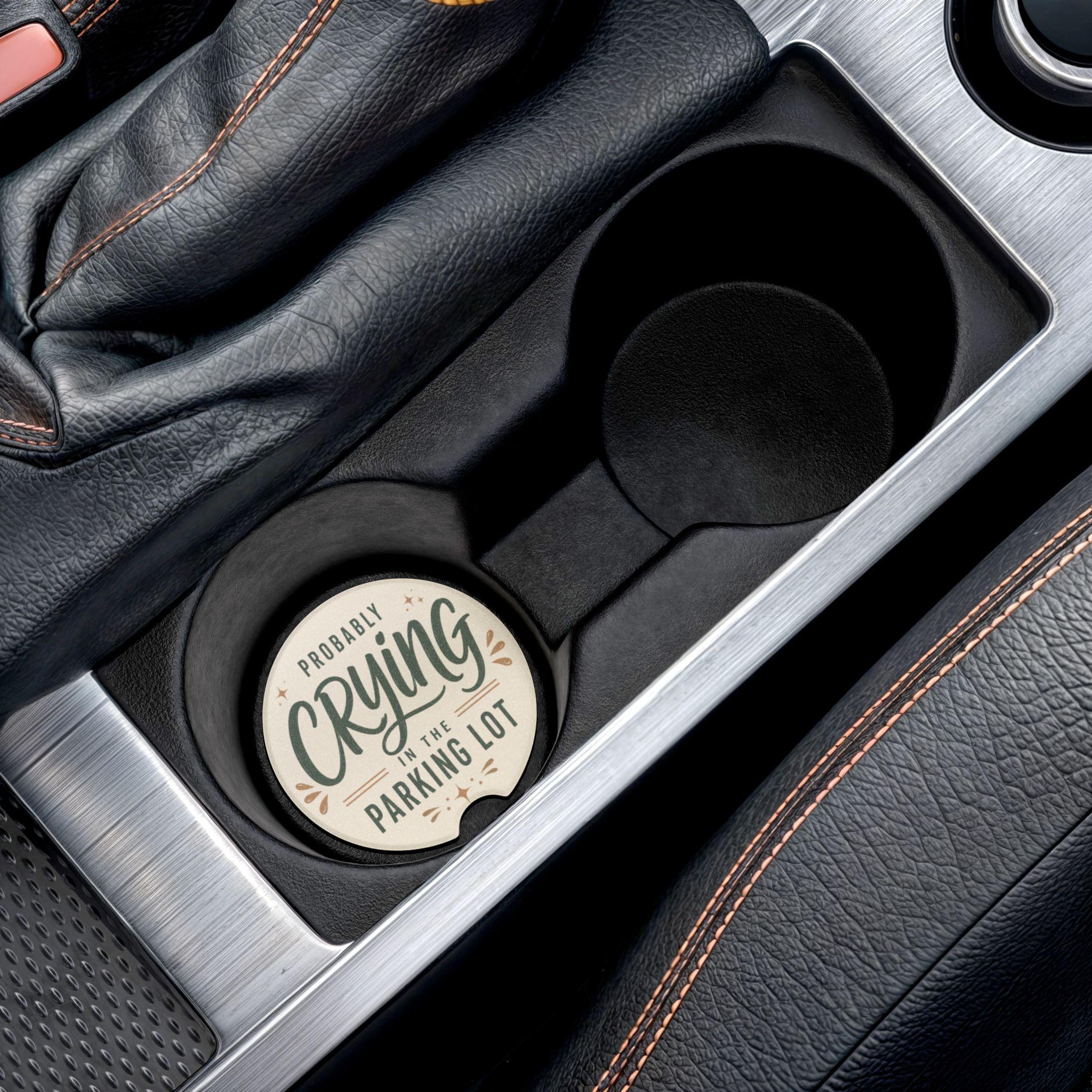 Probably Crying in the Parking Lot Car Coaster | Soapstone look, humorous text, view 5