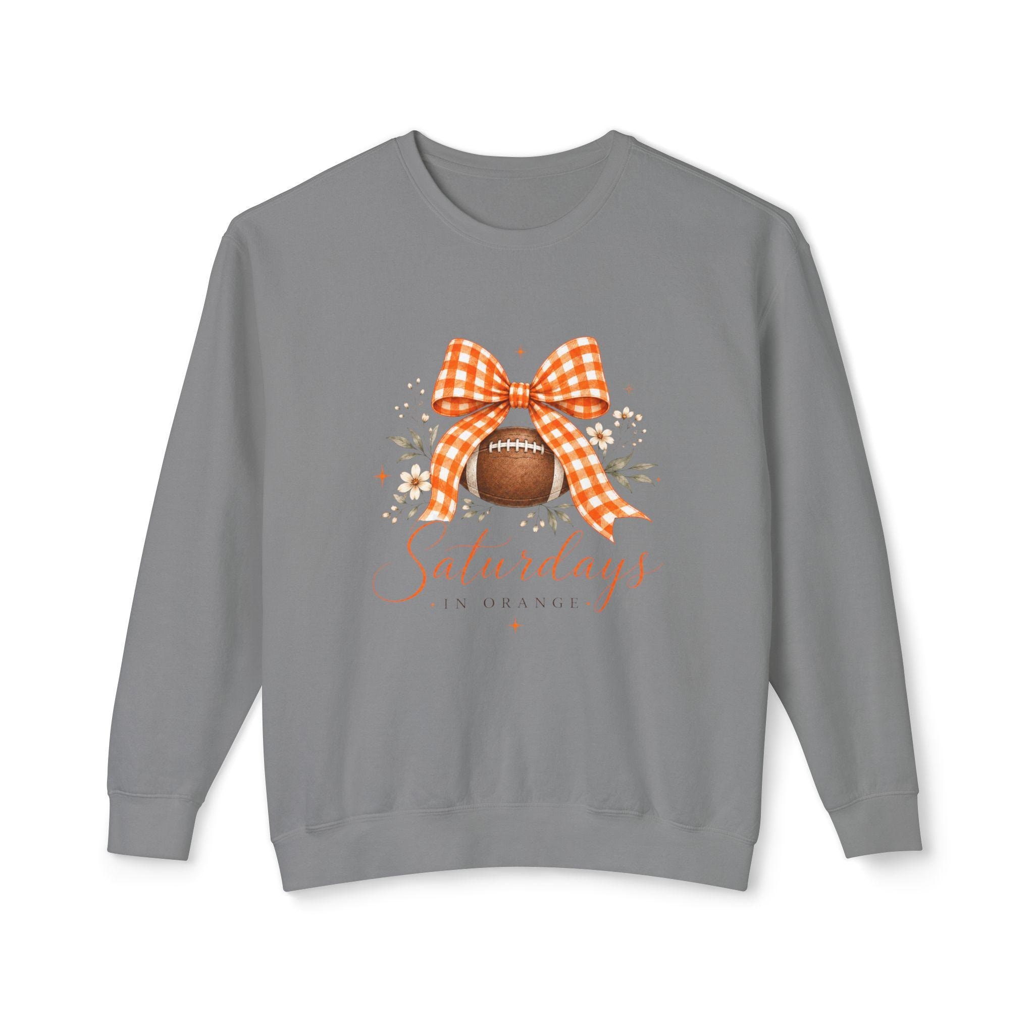 Saturdays Football with Orange Gingham Bow Sweatshirt | Tailgate Fall Style, view 5