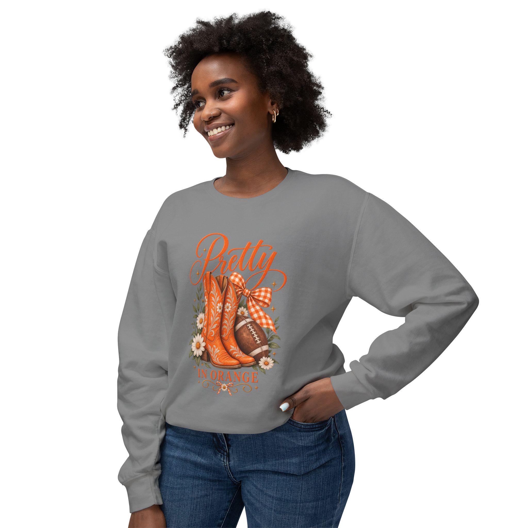Pretty in Orange sweatshirt | Western boots floral design, view 7