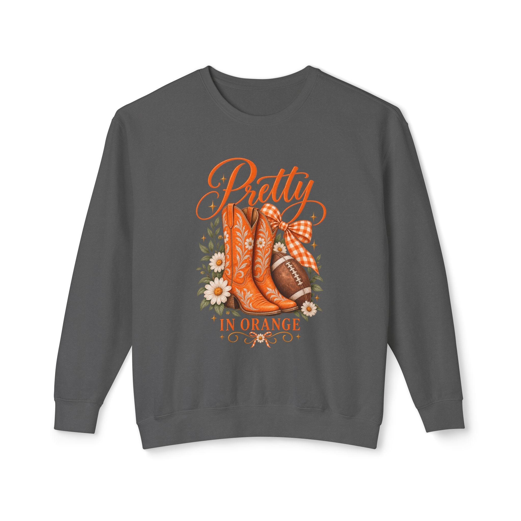 Pretty in Orange sweatshirt | Western boots floral design, view 3