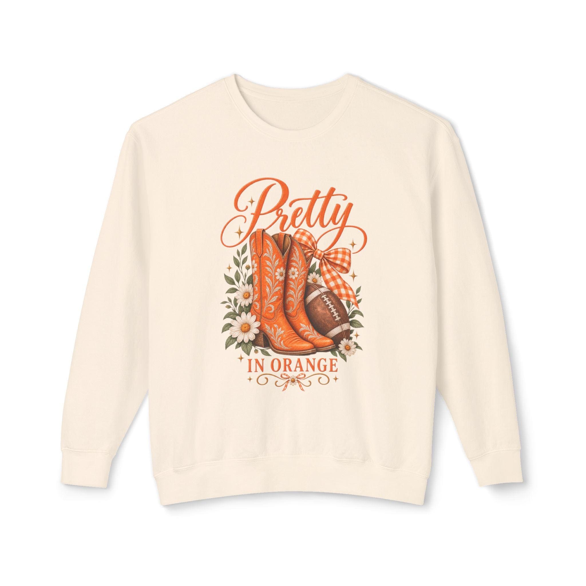 Pretty in Orange sweatshirt | Western boots floral design, view 2