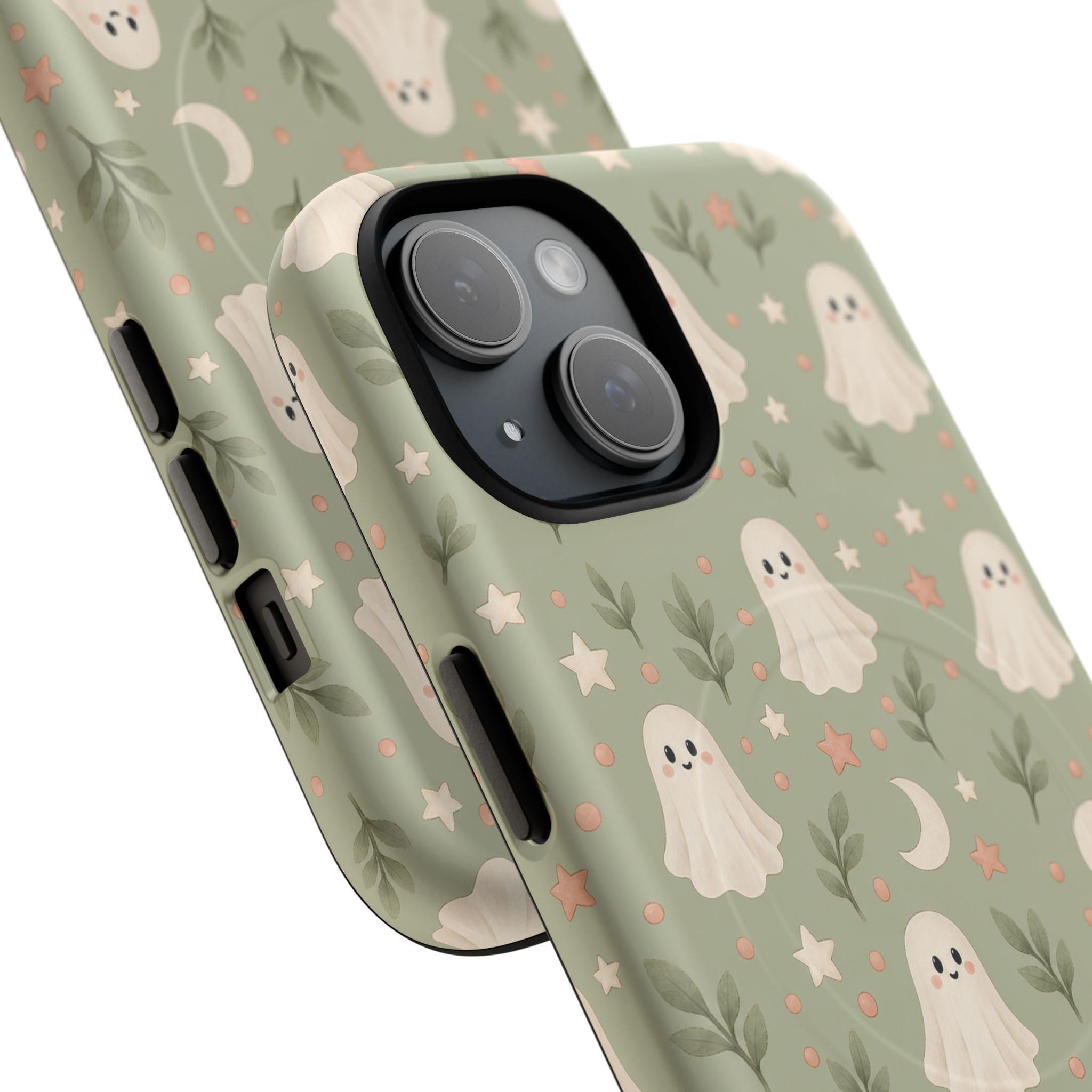 Whimsical Ghost Pattern Phone Case | MagSafe Compatible, Dual-Layer Protection, view 4