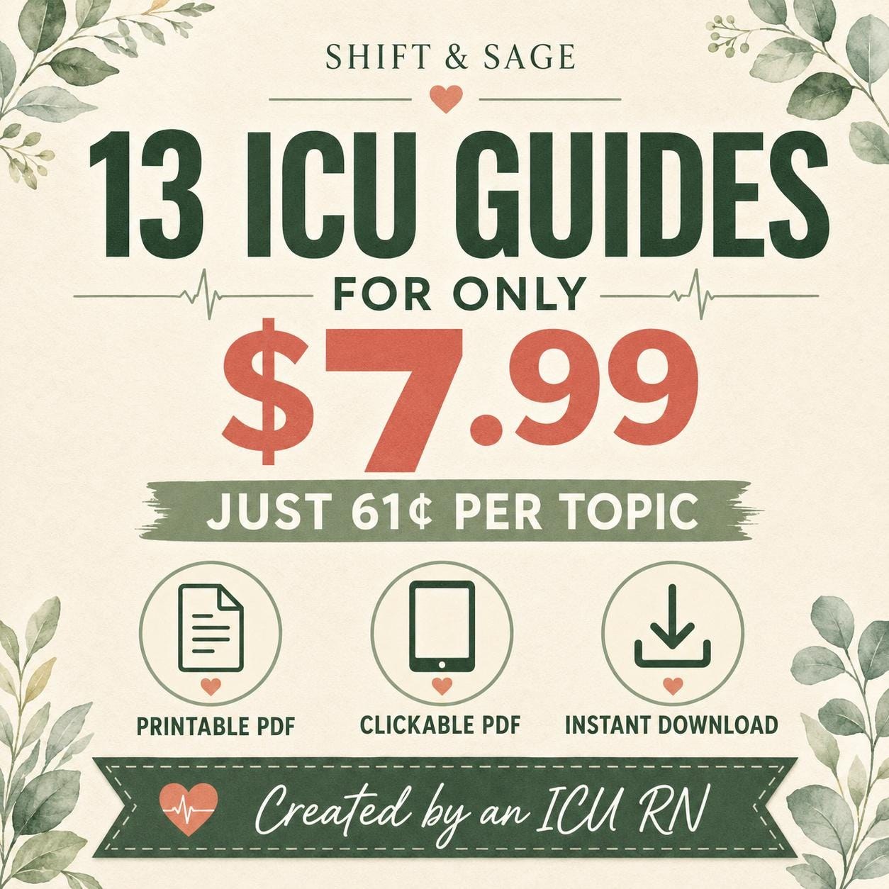 ICU Nurse Guide | 13 Quick-Scan Critical Care Guides (Digital PDF), view 4