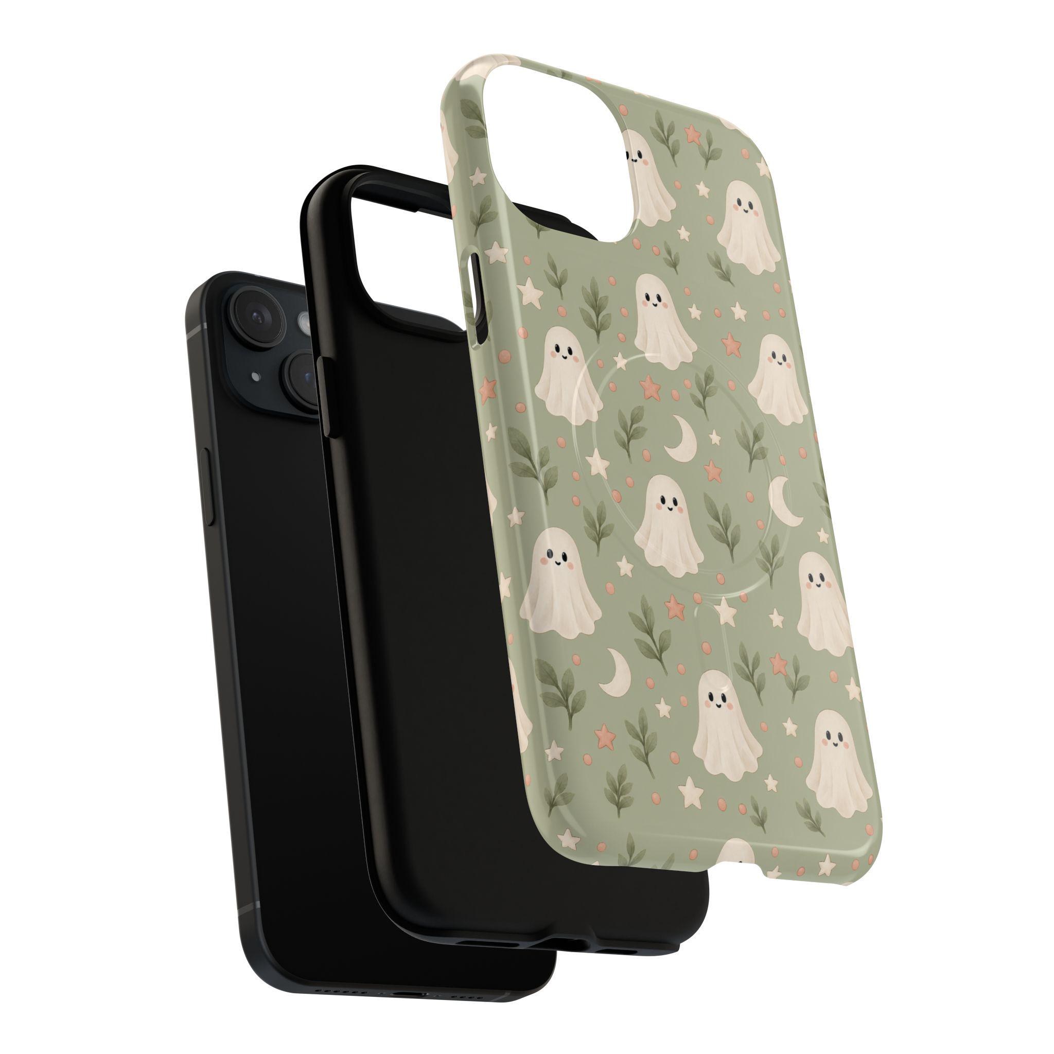 Whimsical Ghost Pattern Phone Case | MagSafe Compatible, Dual-Layer Protection, view 12