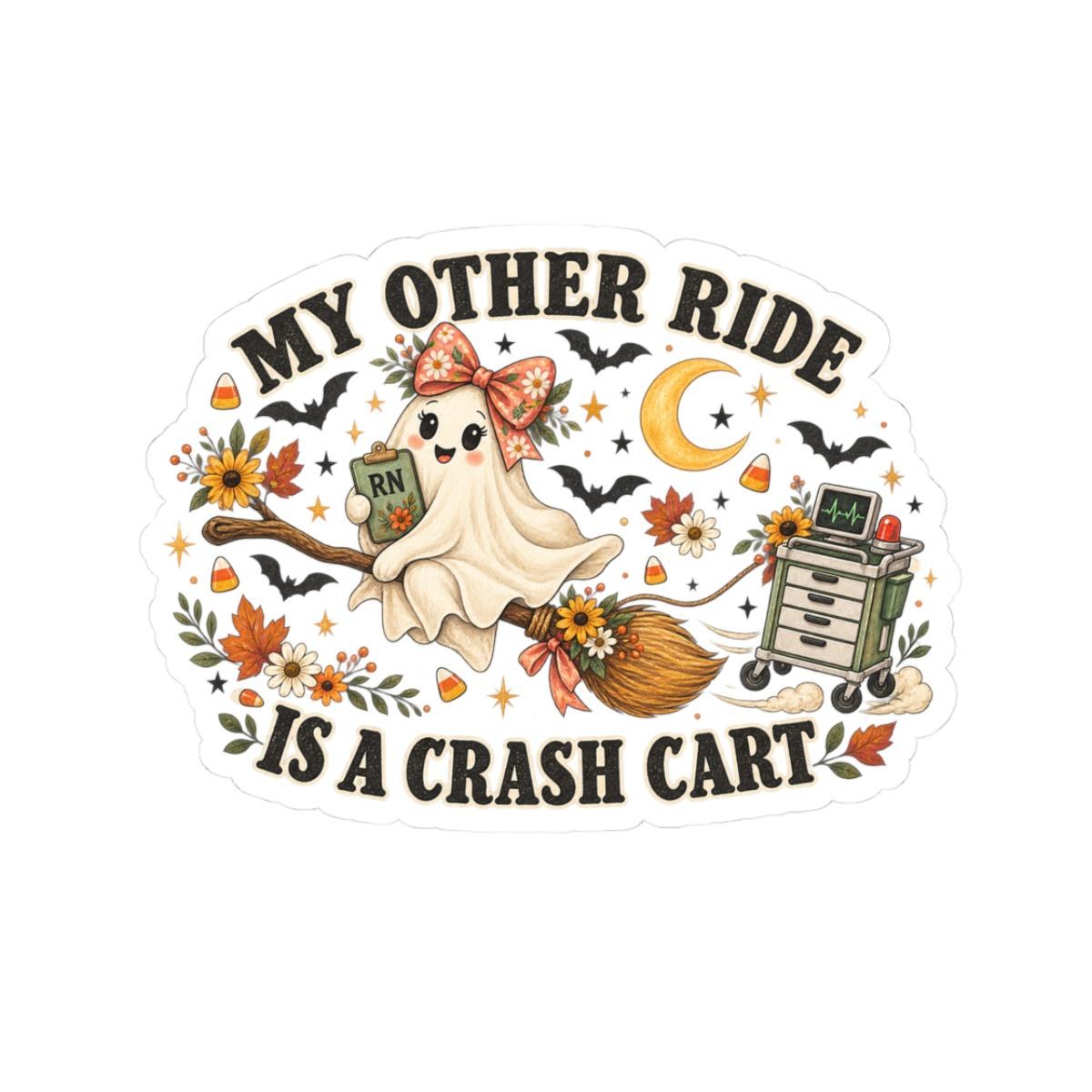 Funny ICU Nurse Ghost Sticker | Halloween RN Crash Cart Decal (Waterproof)