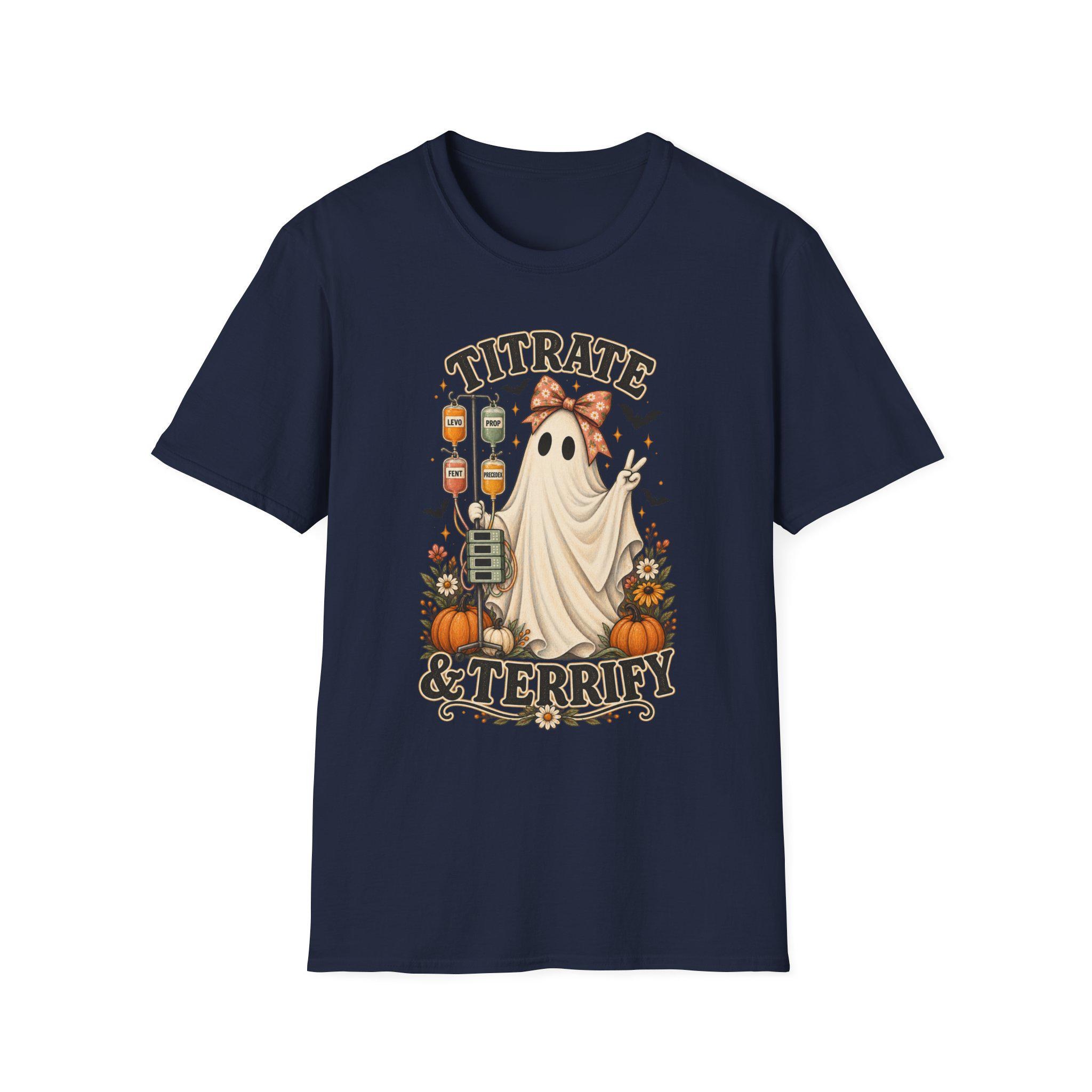 ICU Nurse Halloween Shirt | Titrate and Terrify Ghost Tee | Comfort Colors RN Apparel, view 10