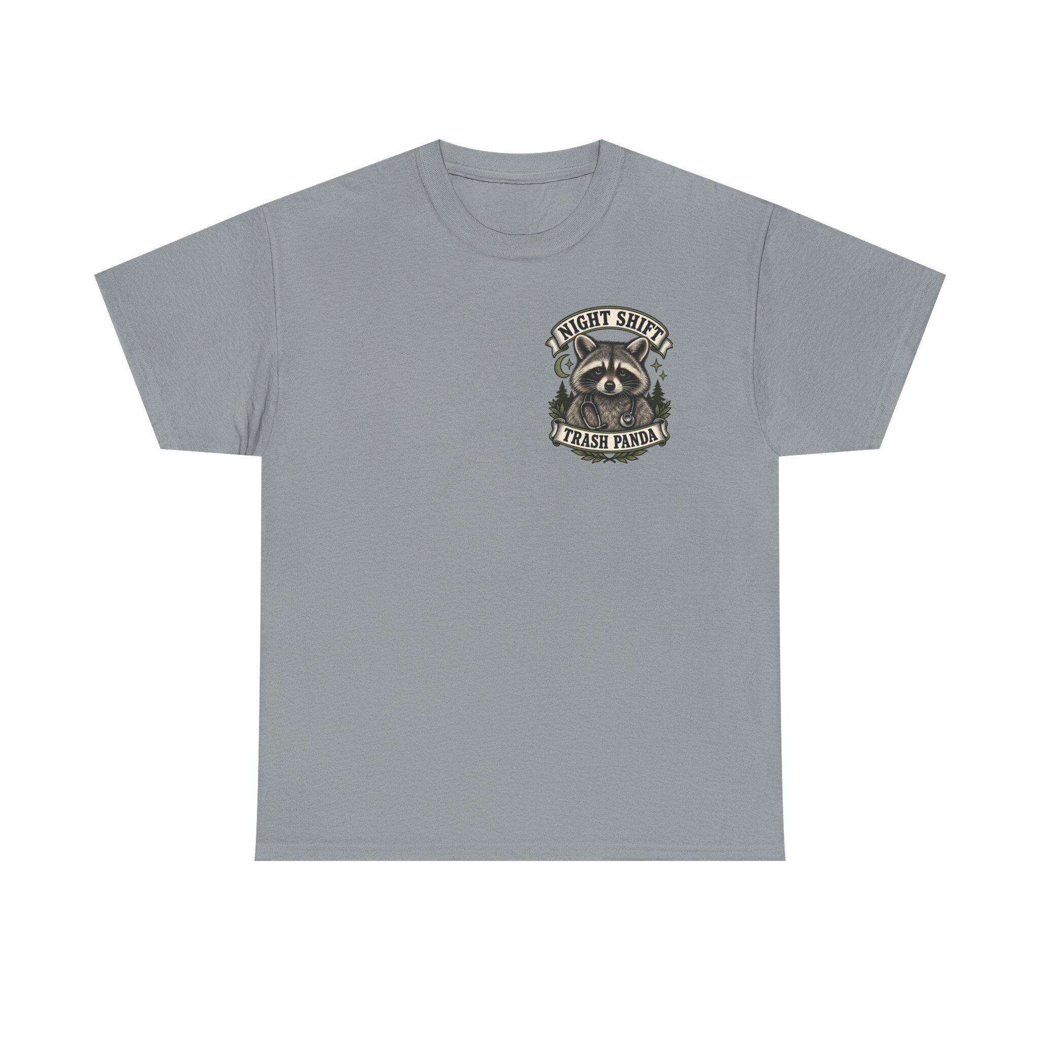 Night Shift Trash Panda T-Shirt | Raccoon Dumpster Fire Illustration, view 18