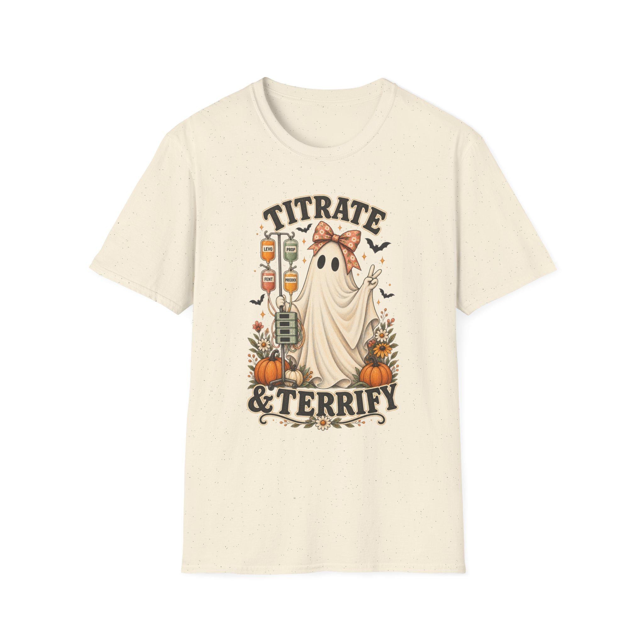 ICU Nurse Halloween Shirt | Titrate and Terrify Ghost Tee | Comfort Colors RN Apparel, view 6
