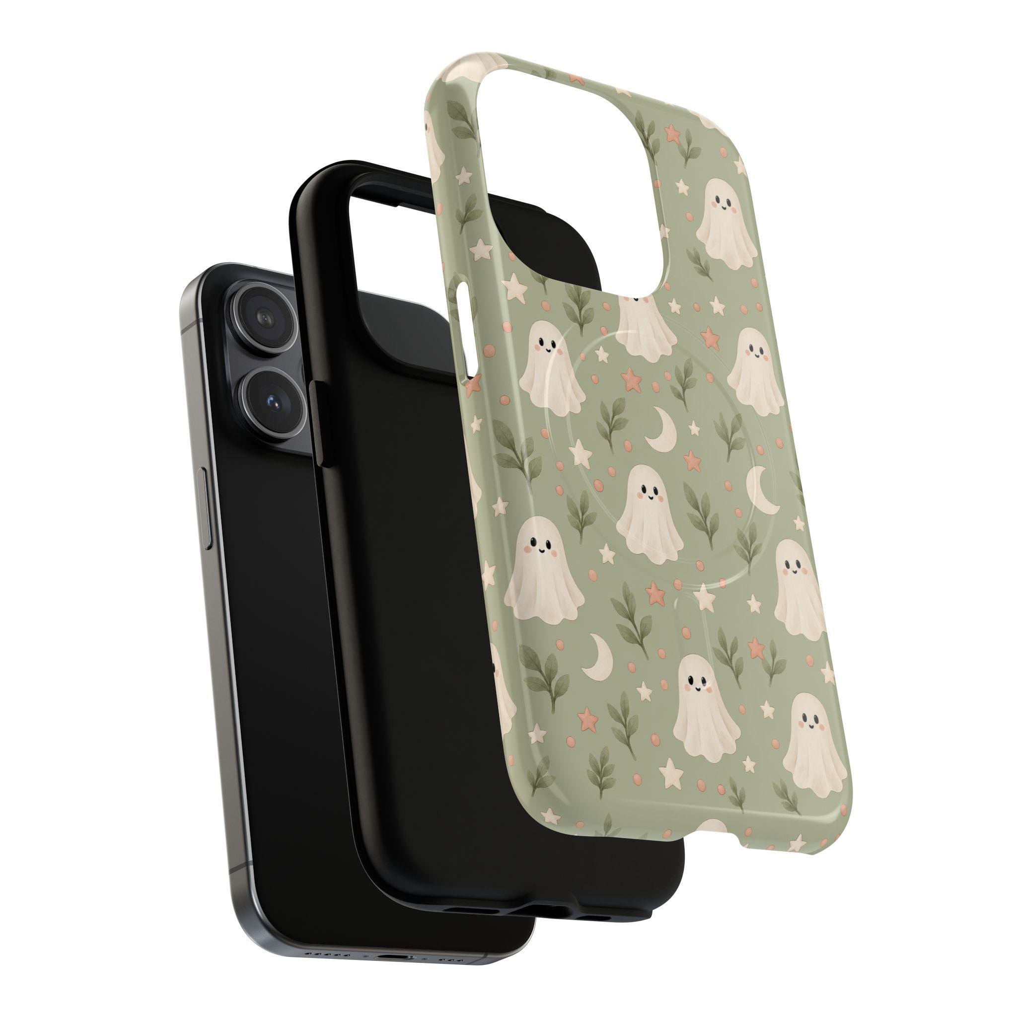 Whimsical Ghost Pattern Phone Case | MagSafe Compatible, Dual-Layer Protection, view 7