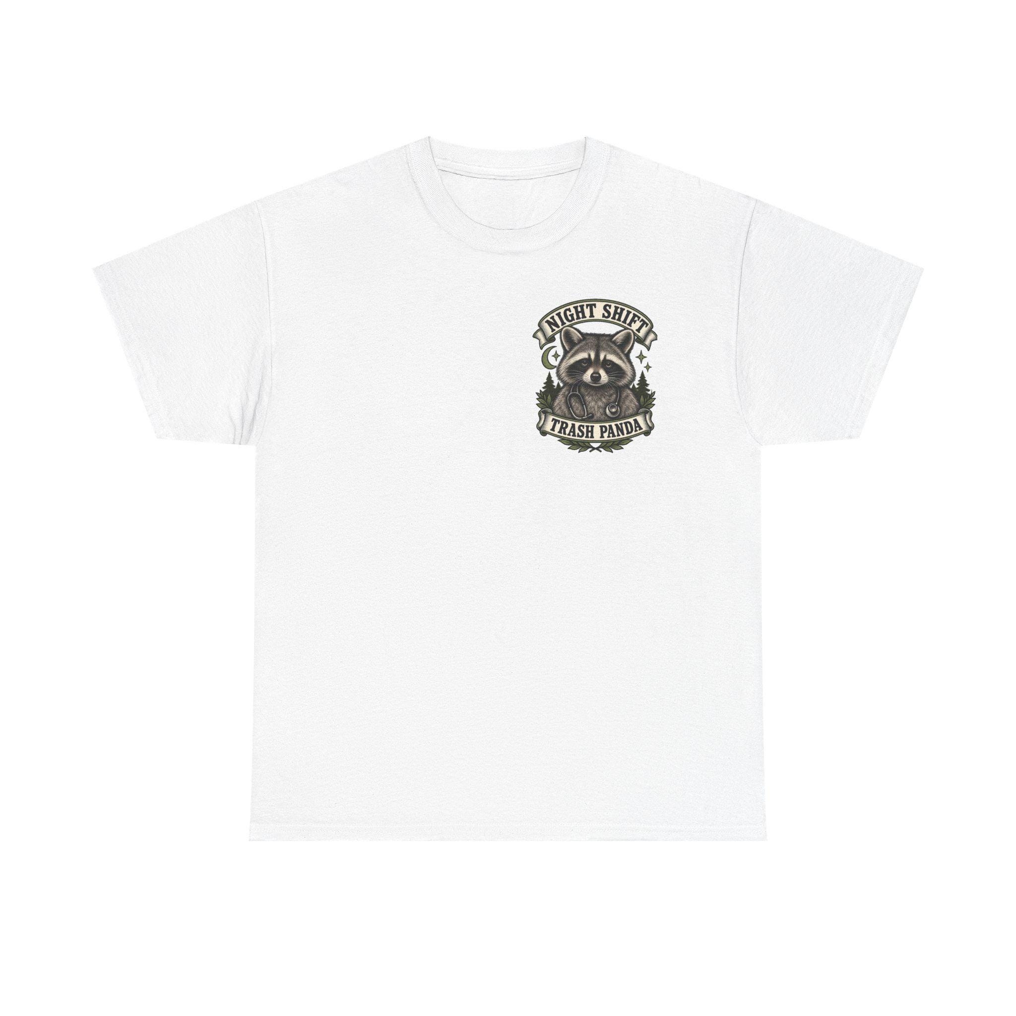 Night Shift Trash Panda T-Shirt | Raccoon Dumpster Fire Illustration