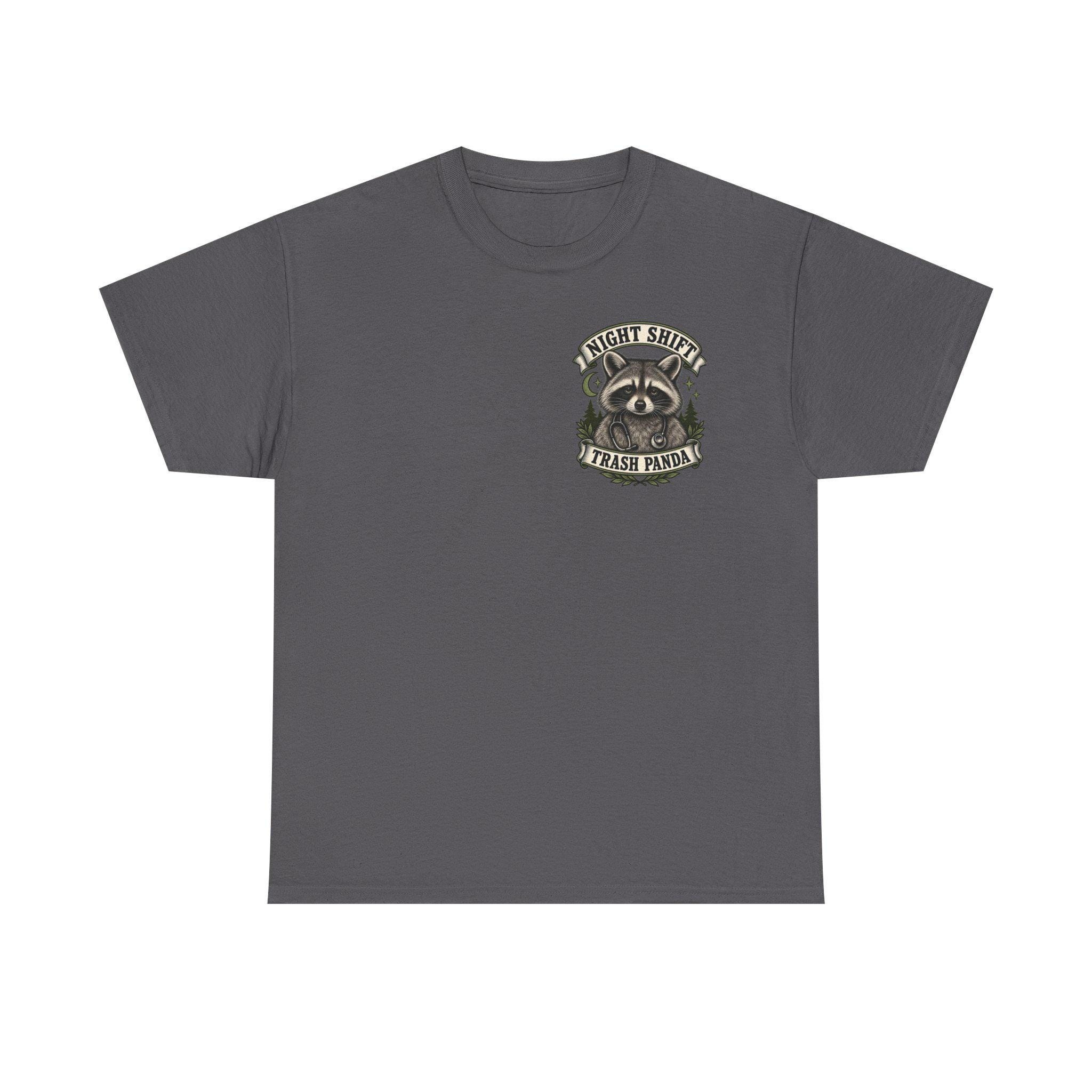 Night Shift Trash Panda T-Shirt | Raccoon Dumpster Fire Illustration, view 7