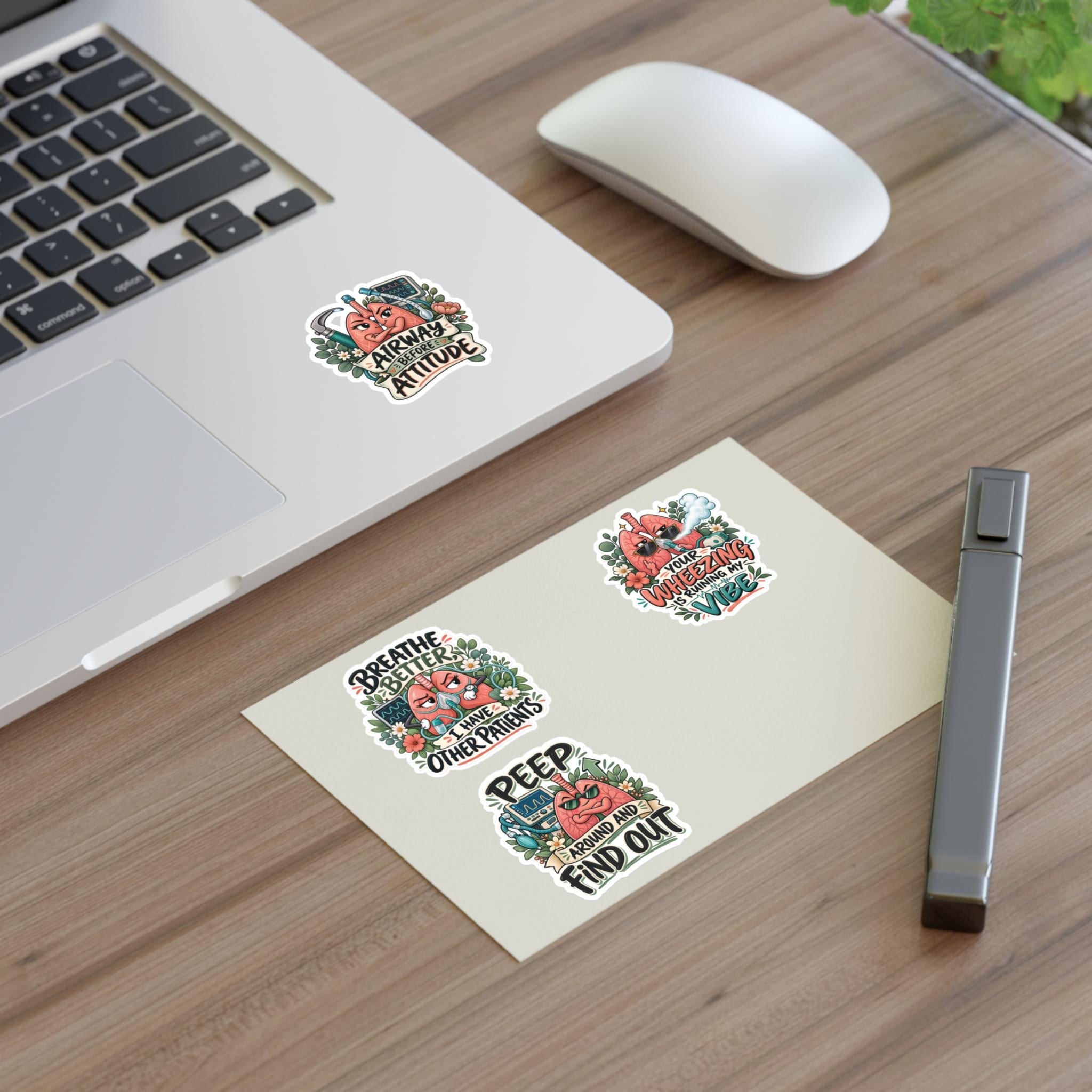 Funny Respiratory Therapist Sticker Sheet, Lung Humor, RT Gift, Healthcare Worker Stickers, view 3