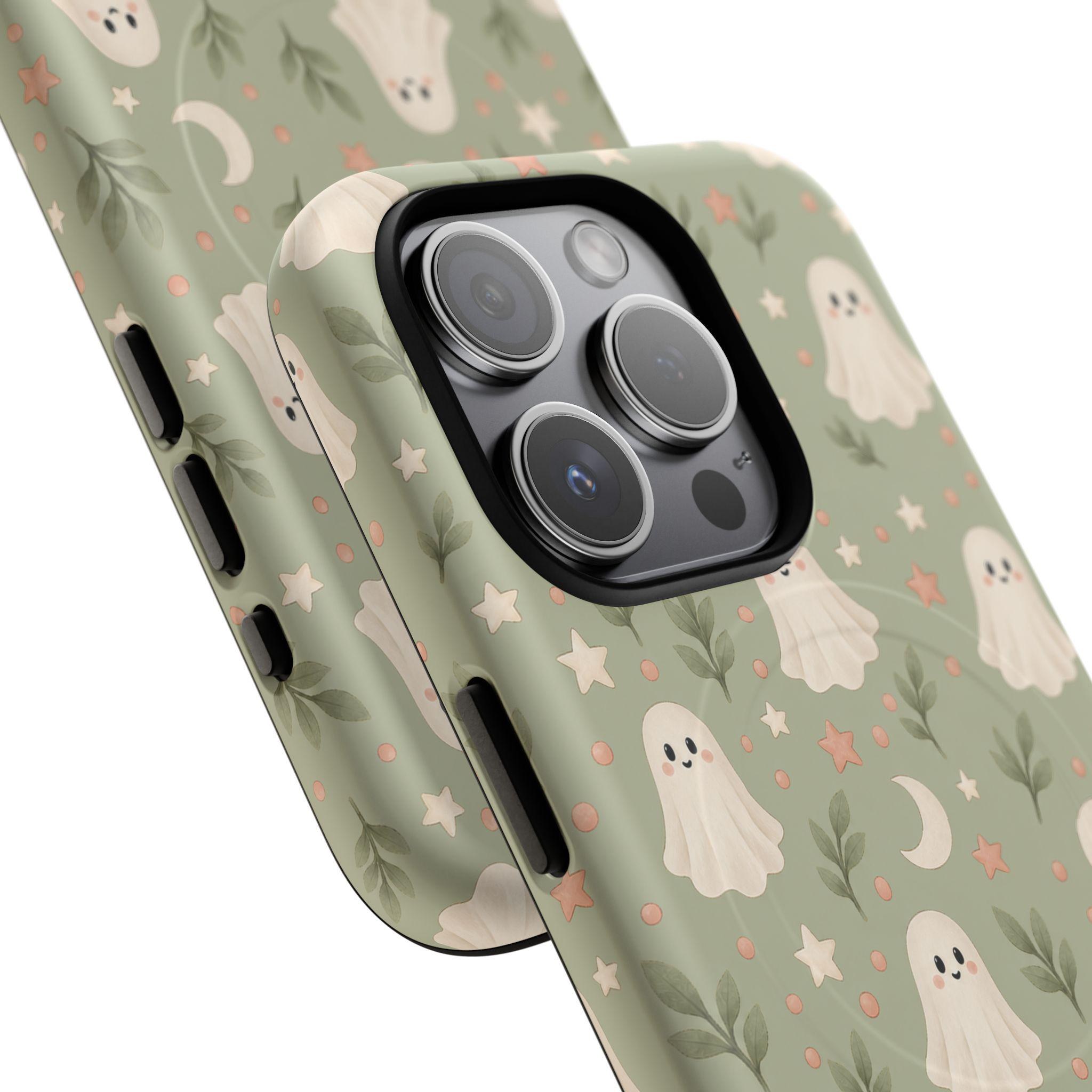 Whimsical Ghost Pattern Phone Case | MagSafe Compatible, Dual-Layer Protection, view 9