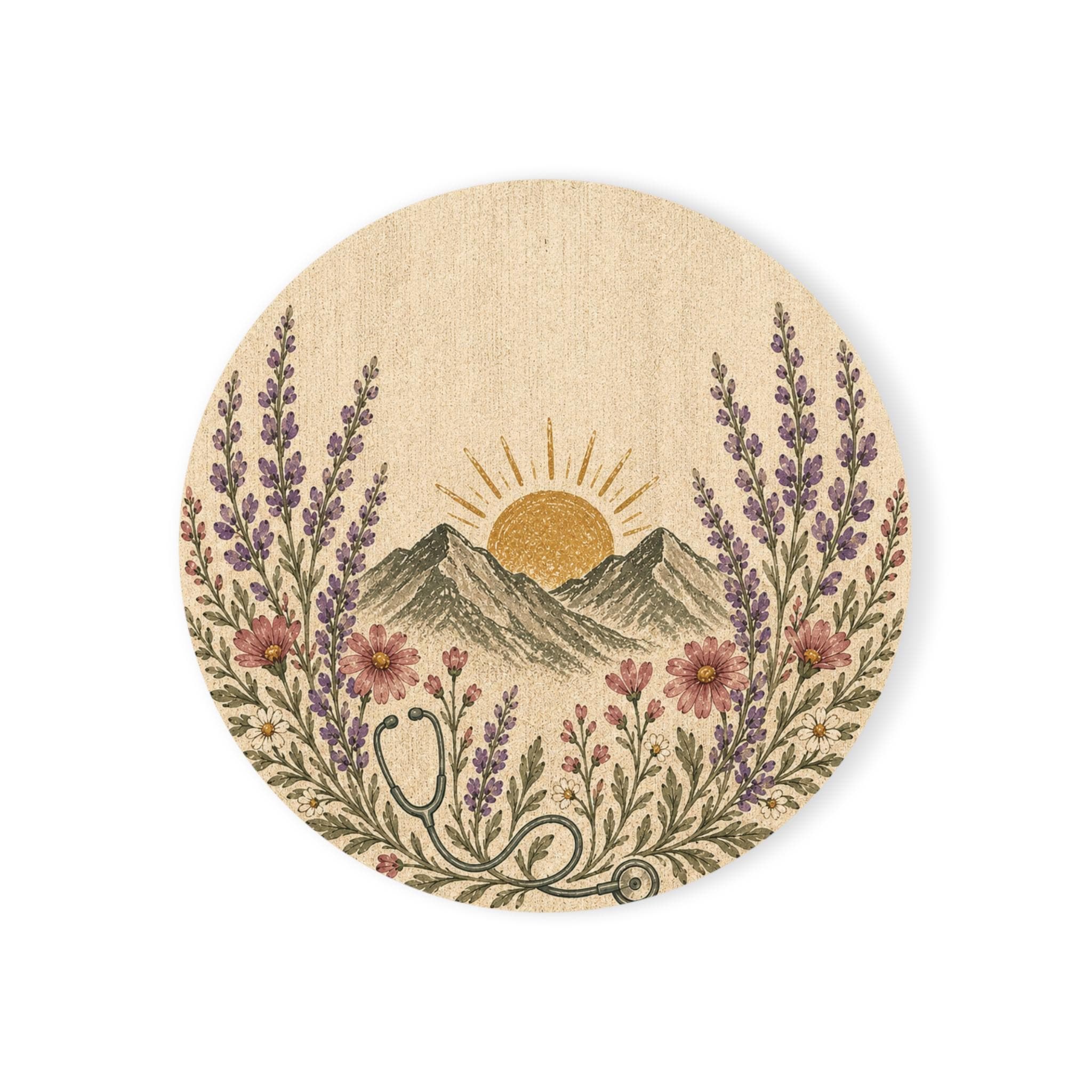 Nurses Still Bloom Floral Ceramic Coaster | Sunflower Cottagecore Coaster | Nurse Gift Housewarming
