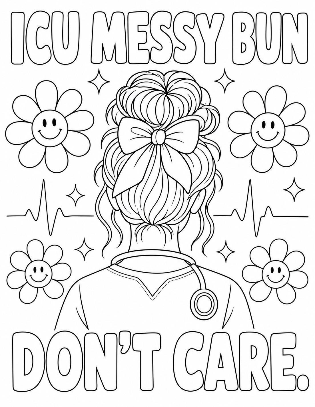 Snarky ICU Nurse Coloring Pages PDF | Funny Adult Nursing Humor Coloring Book Printable Download, view 8