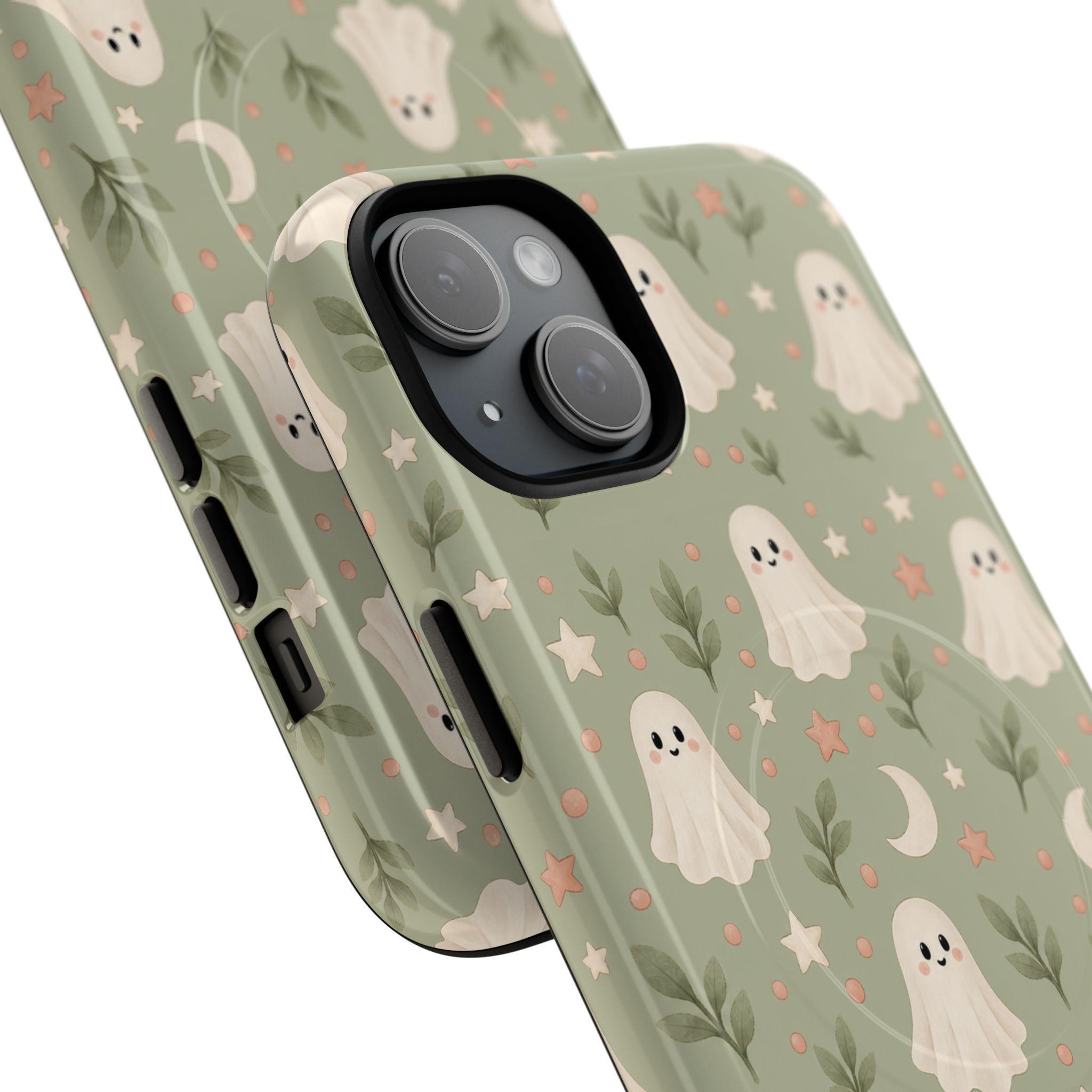 Whimsical Ghost Pattern Phone Case | MagSafe Compatible, Dual-Layer Protection, view 11