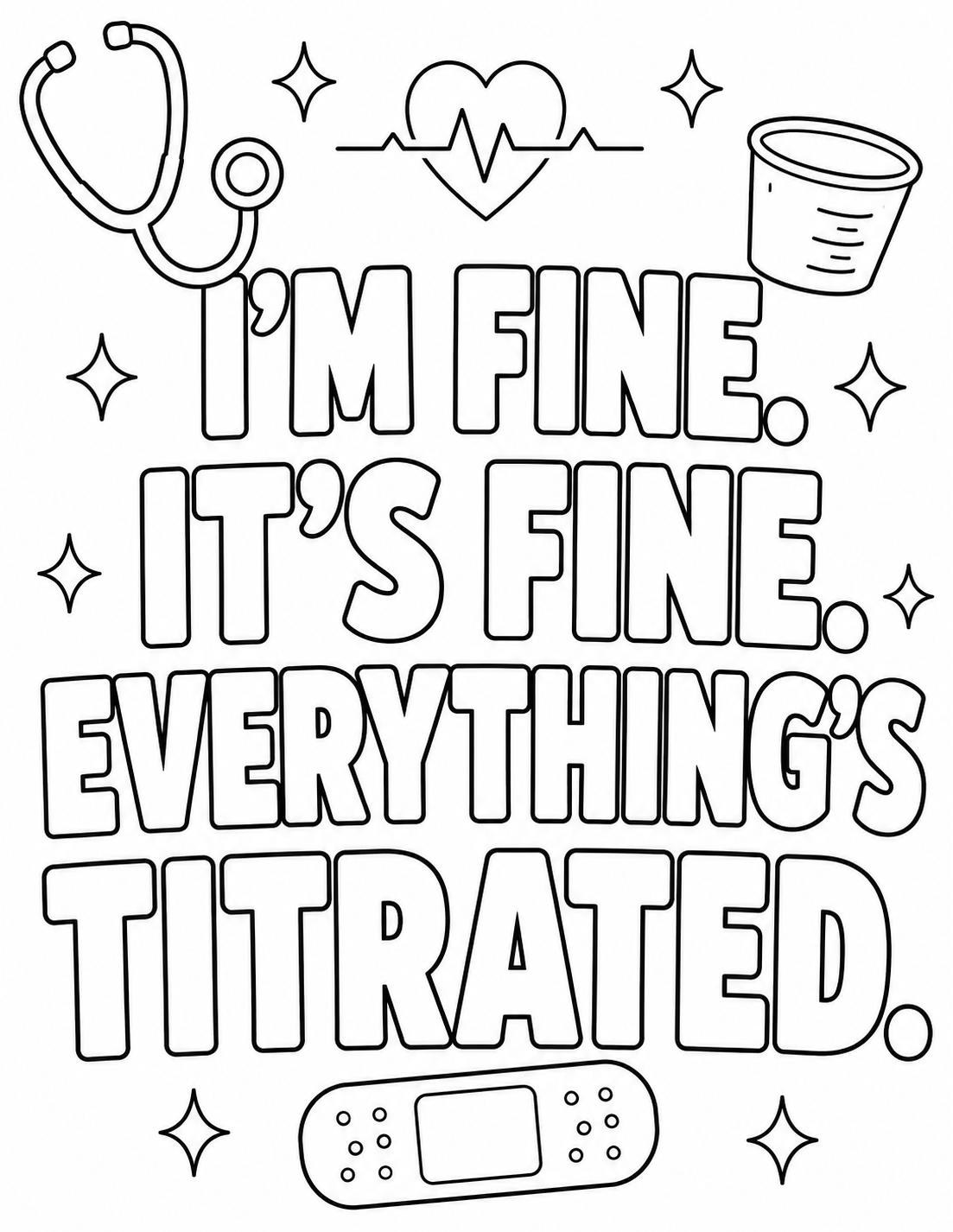 Snarky ICU Nurse Coloring Pages PDF | Funny Adult Nursing Humor Coloring Book Printable Download, view 2