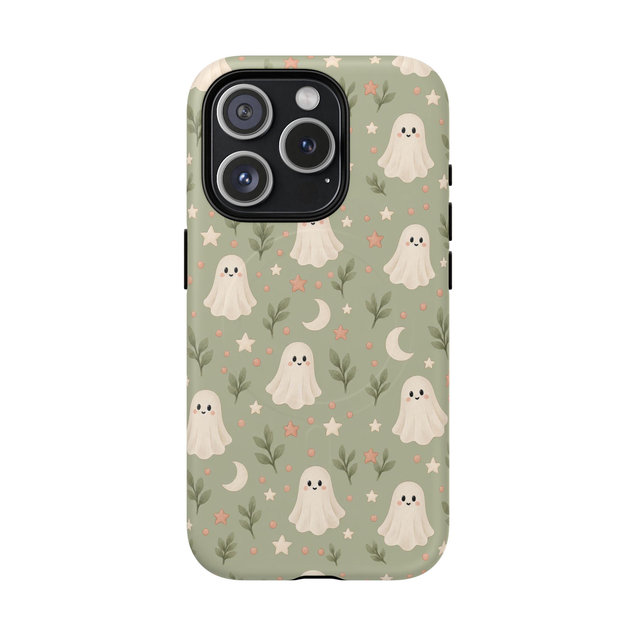 Whimsical Ghost Pattern Phone Case | MagSafe Compatible, Dual-Layer Protection, view 8