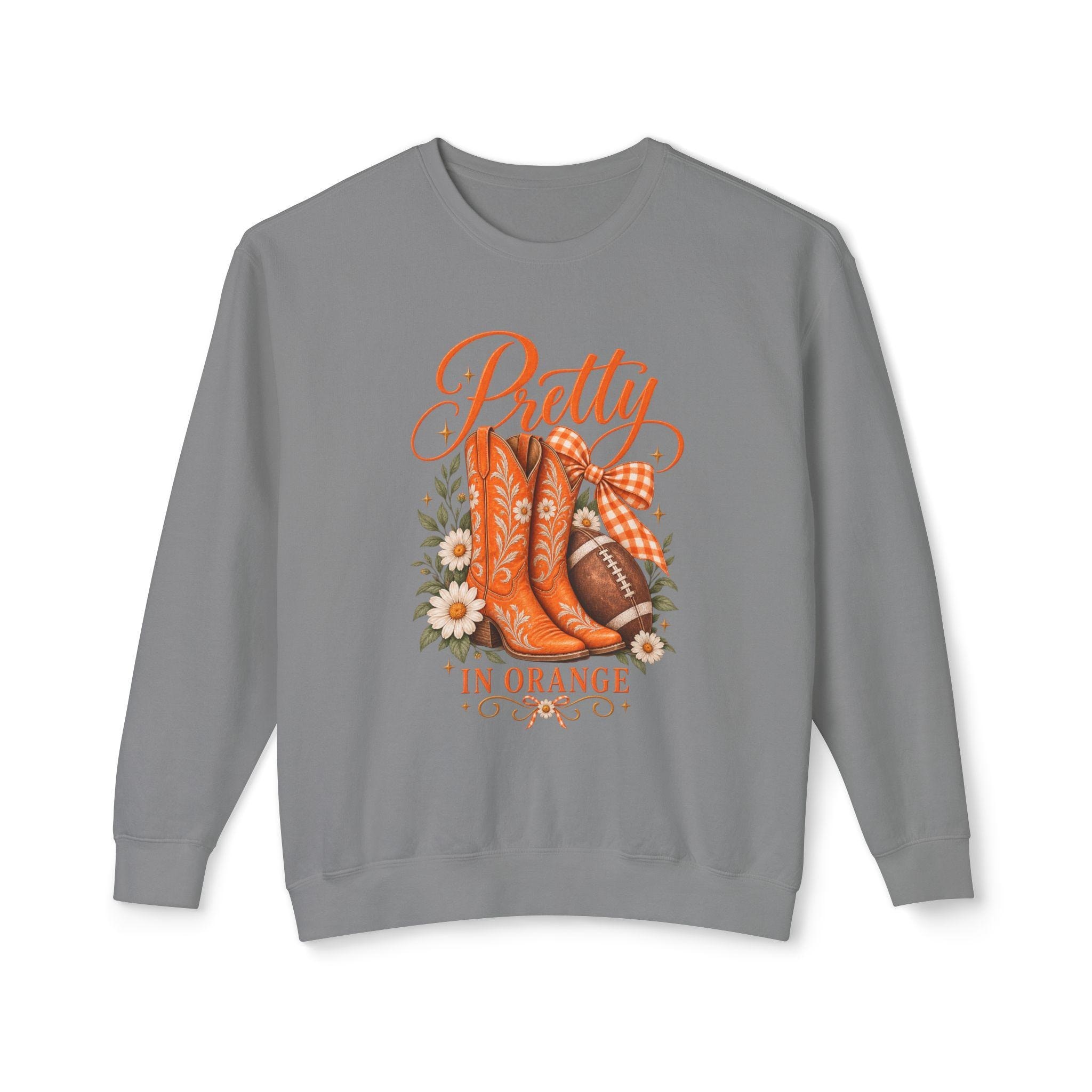 Pretty in Orange sweatshirt | Western boots floral design, view 4