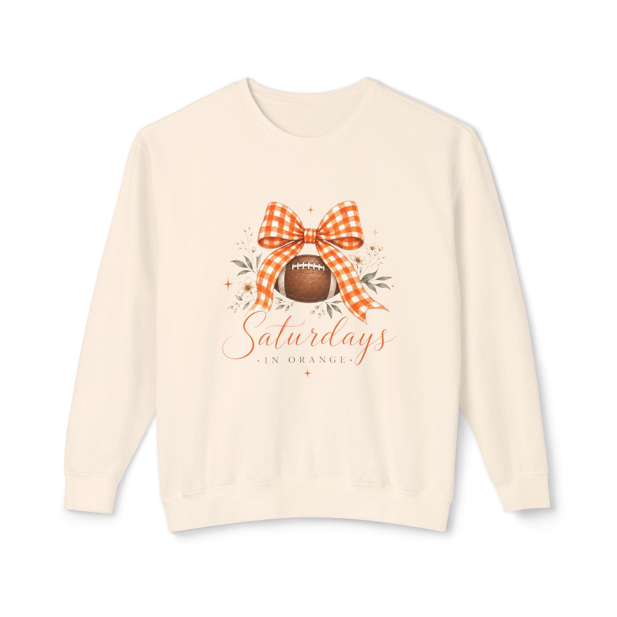 Saturdays Football with Orange Gingham Bow Sweatshirt | Tailgate Fall Style, view 3