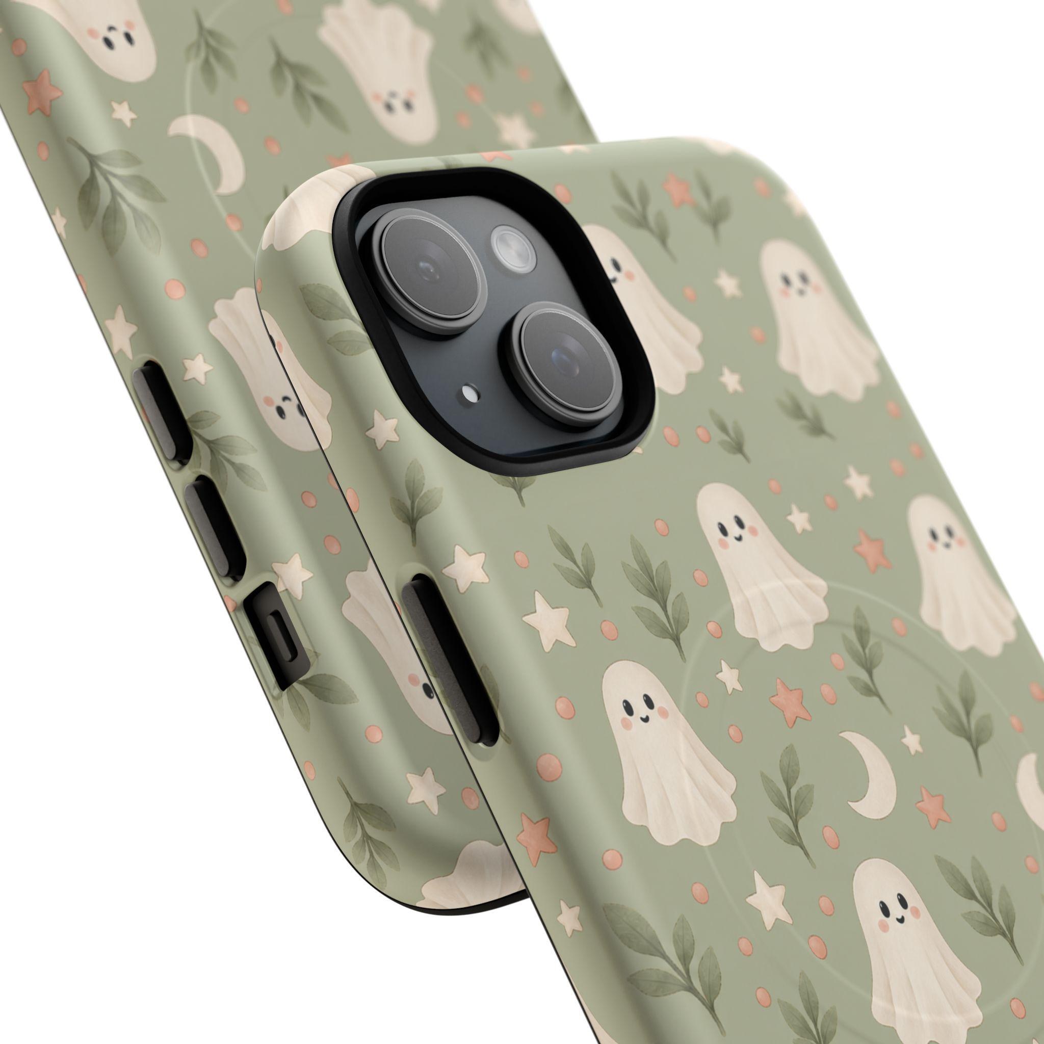 Whimsical Ghost Pattern Phone Case | MagSafe Compatible, Dual-Layer Protection, view 13