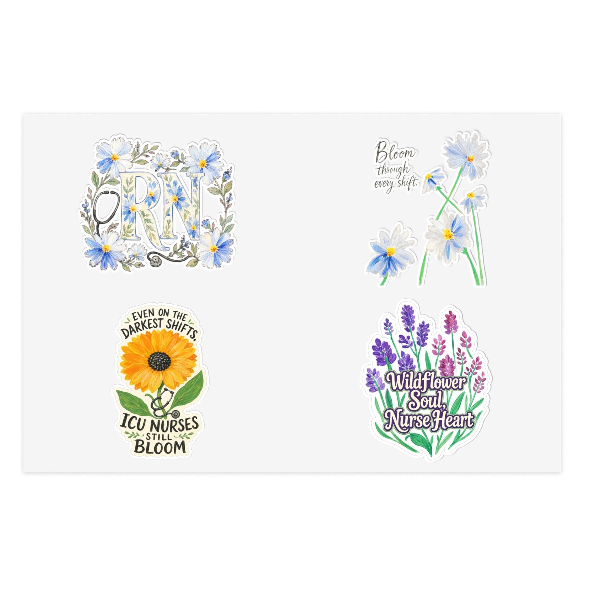 Wildflower Soul ICU Nurse Sticker Sheet | Cottagecore Floral Decals (Water Resistant Vinyl)