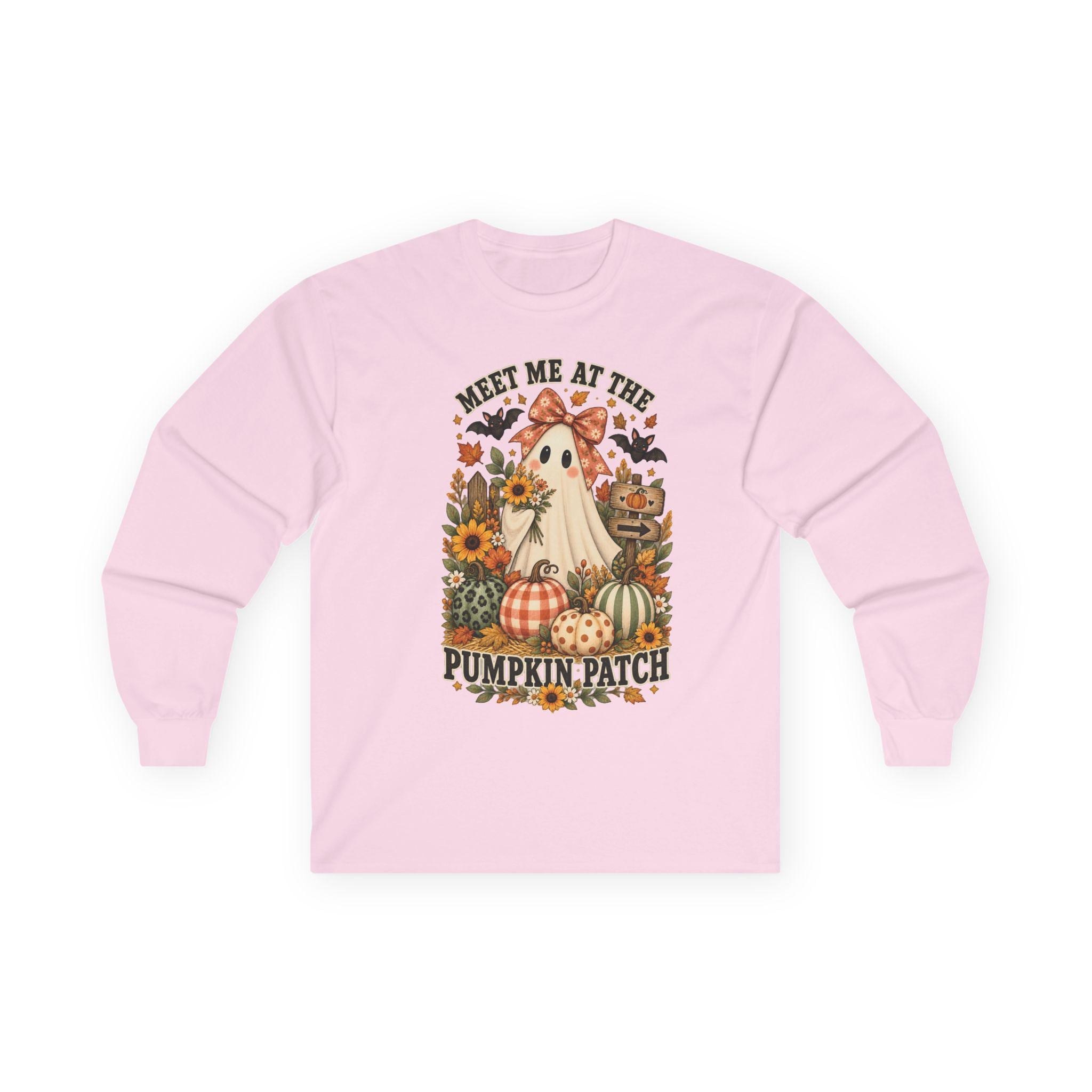 Ghost Pumpkin Long Sleeve Tee | Floral Halloween Comfort Colors Shirt, view 10