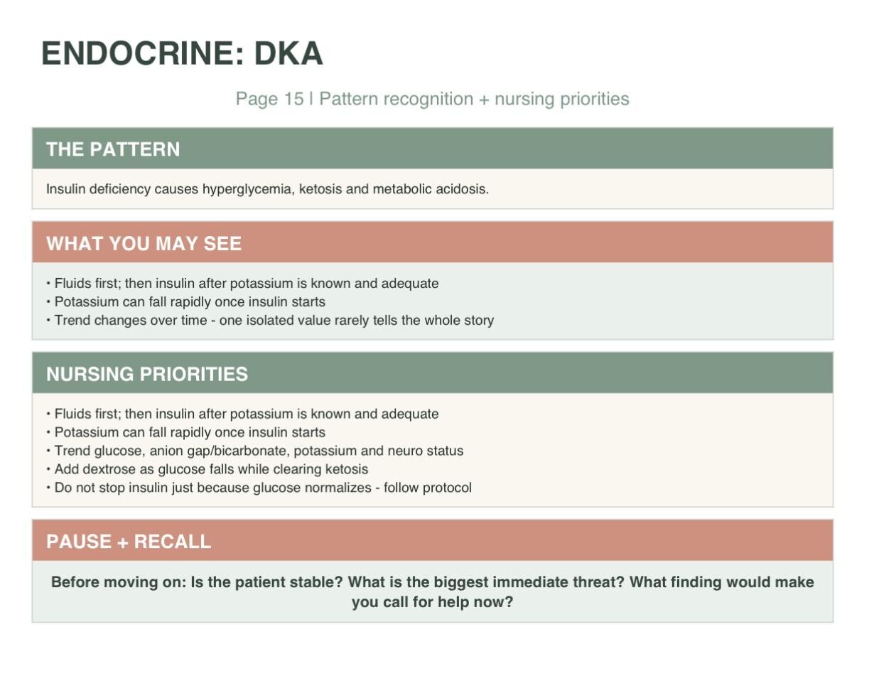 Endocrine Nursing Study Guide, ADHD-Friendly Med-Surg Notes, 3-Page Printable PDF, view 4