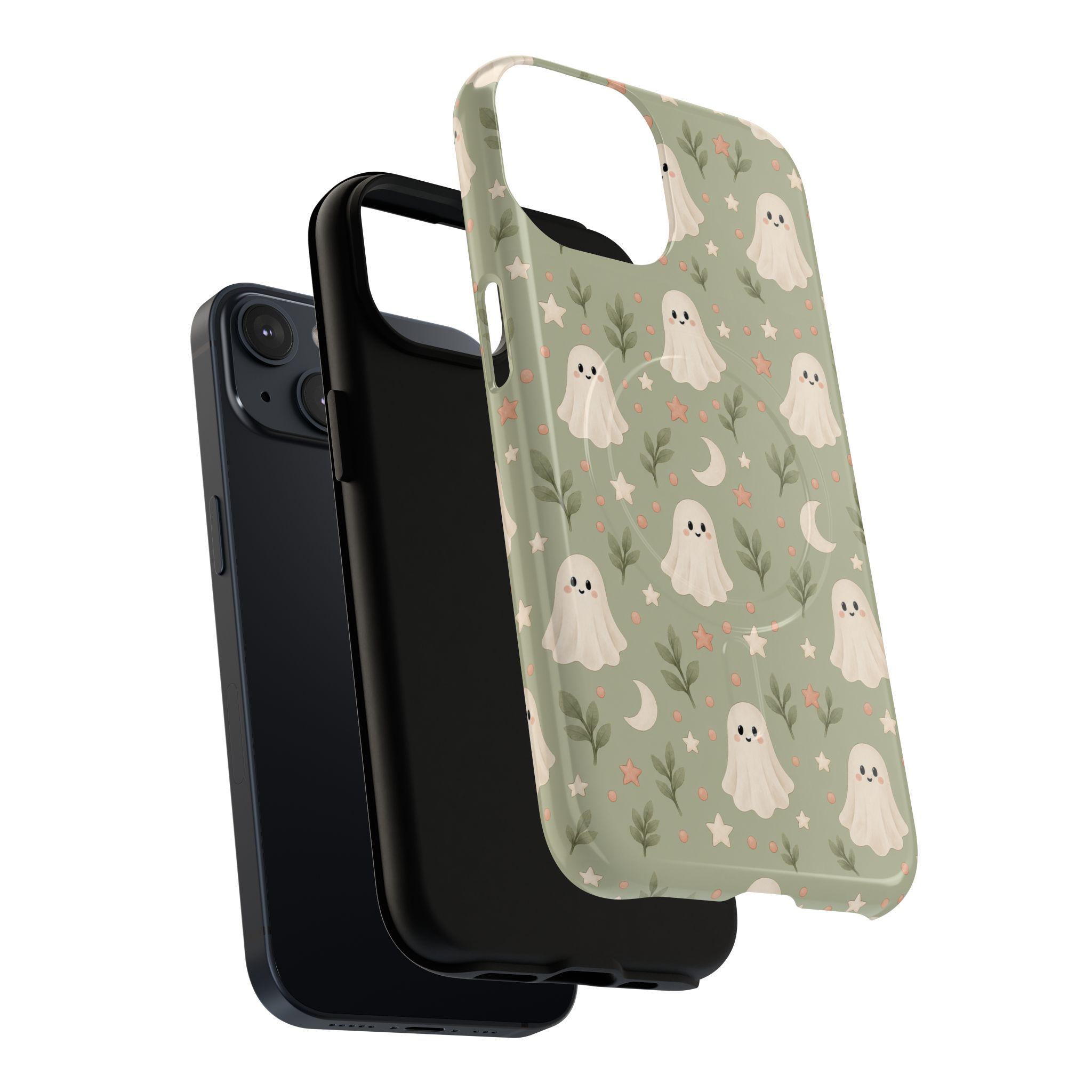 Whimsical Ghost Pattern Phone Case | MagSafe Compatible, Dual-Layer Protection, view 19