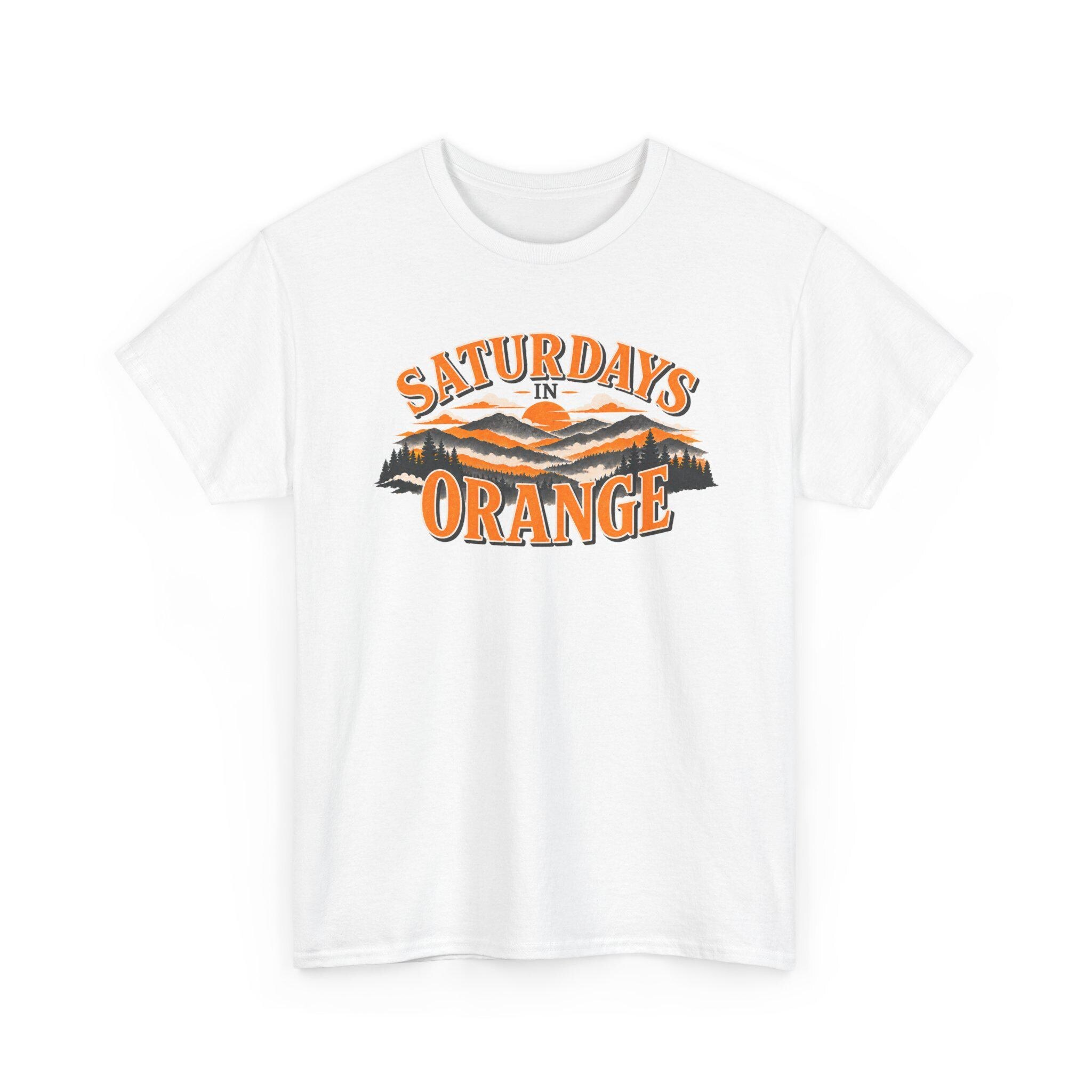 Saturdays in Orange Tee | Retro Mountain Sunset Volunteers, view 10