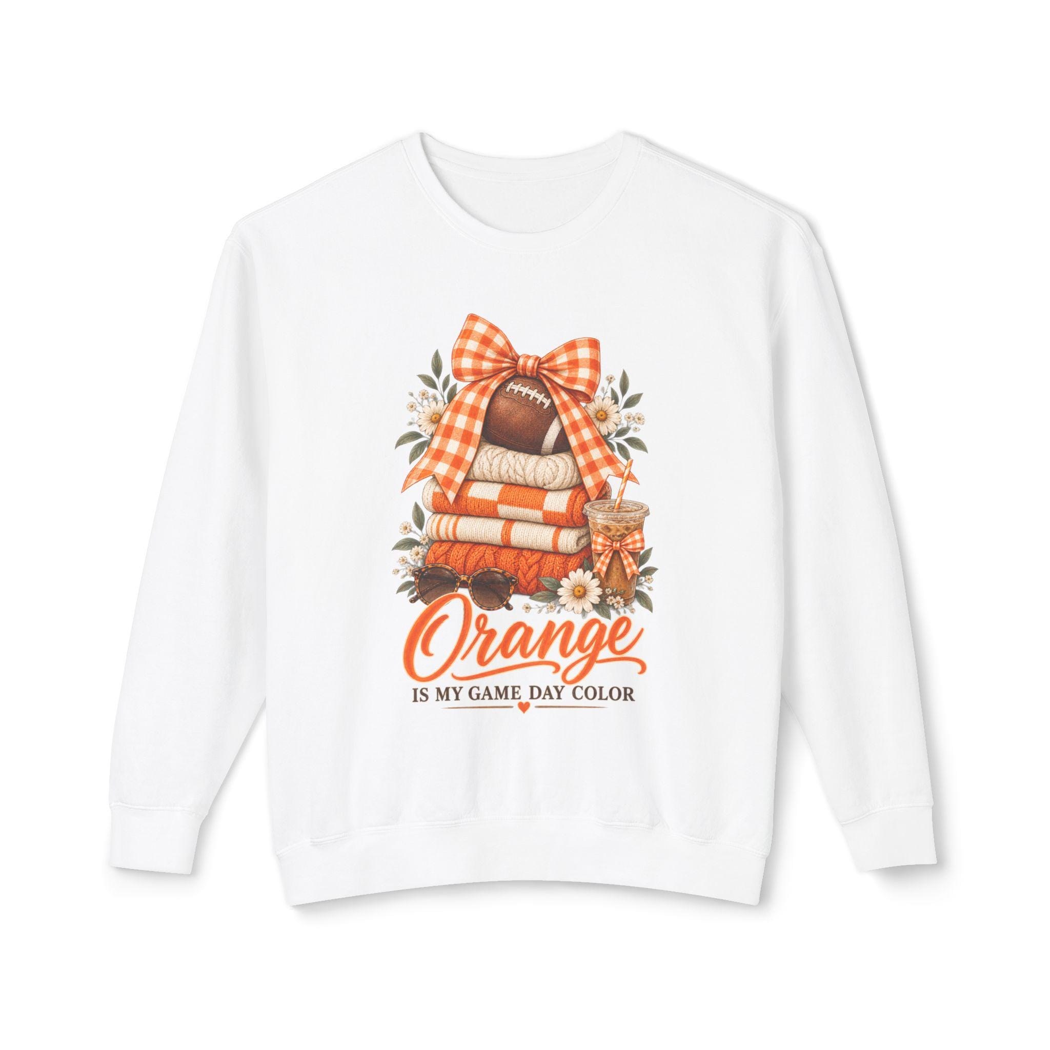Orange Is My Game Day Color Sweatshirt | Football Pumpkin Plaid Stack