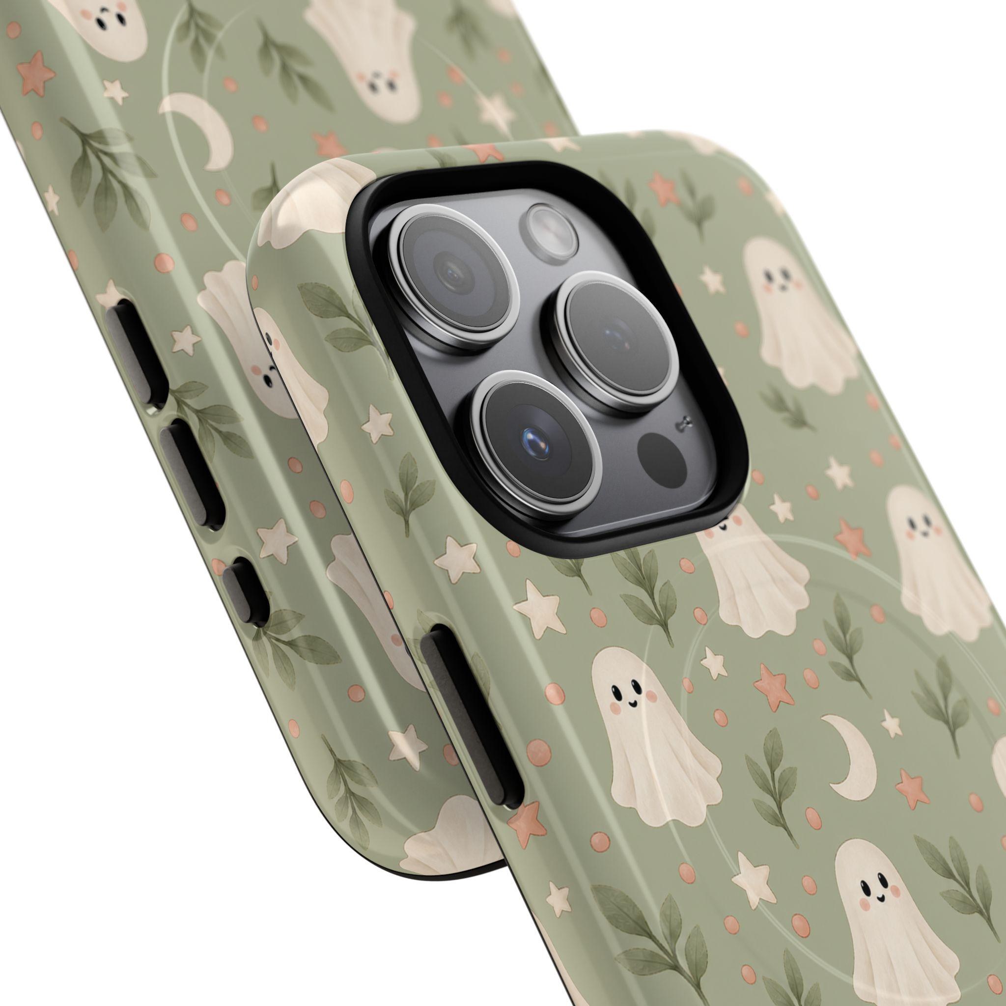 Whimsical Ghost Pattern Phone Case | MagSafe Compatible, Dual-Layer Protection, view 6
