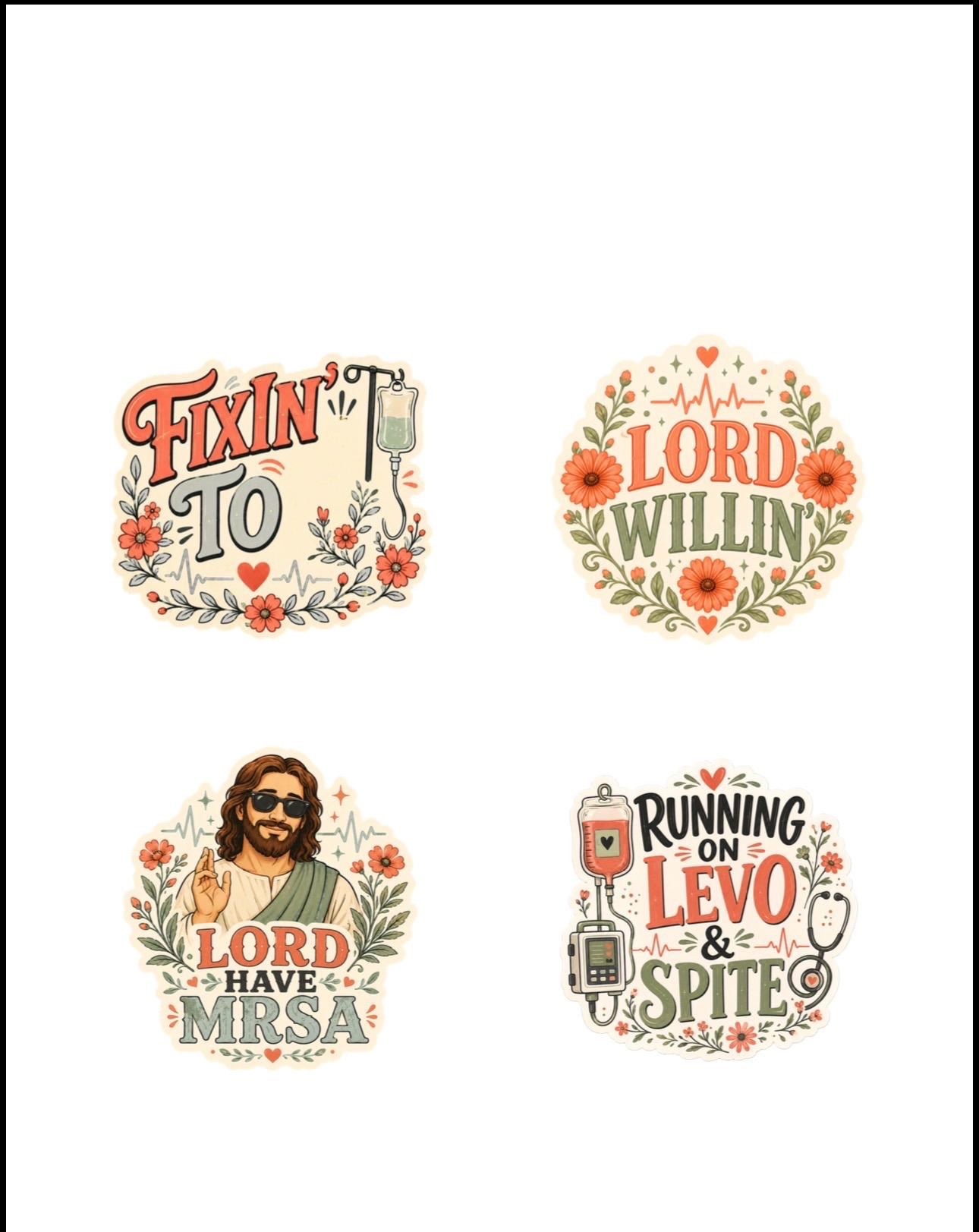 Printable Nurse Sticker Bundle PDF | ICU Nurse and Medical Humor Digital Stickers | GoodNotes Planner