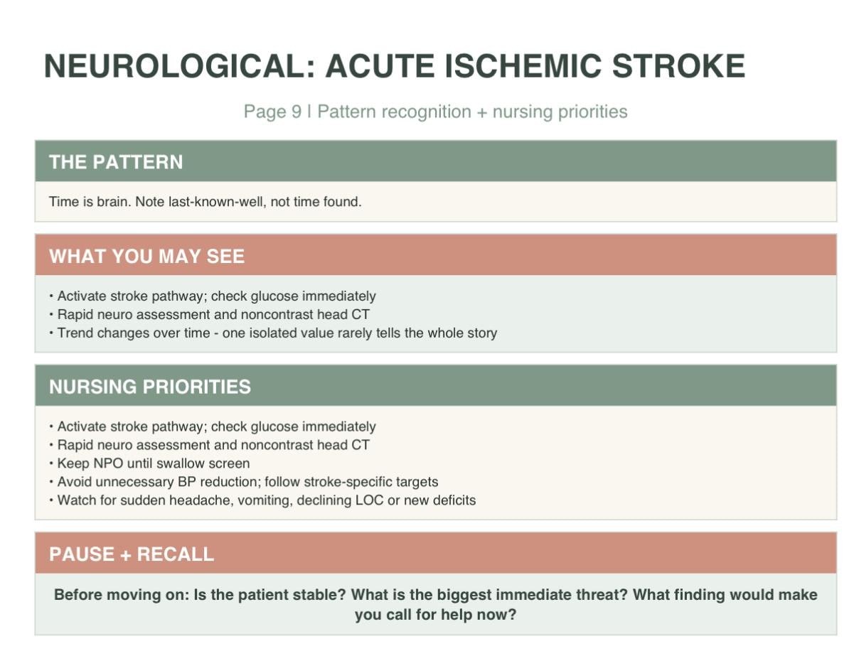 Neurological Nursing Study Guide, ADHD-Friendly Med-Surg Notes, 3-Page Printable PDF, view 3