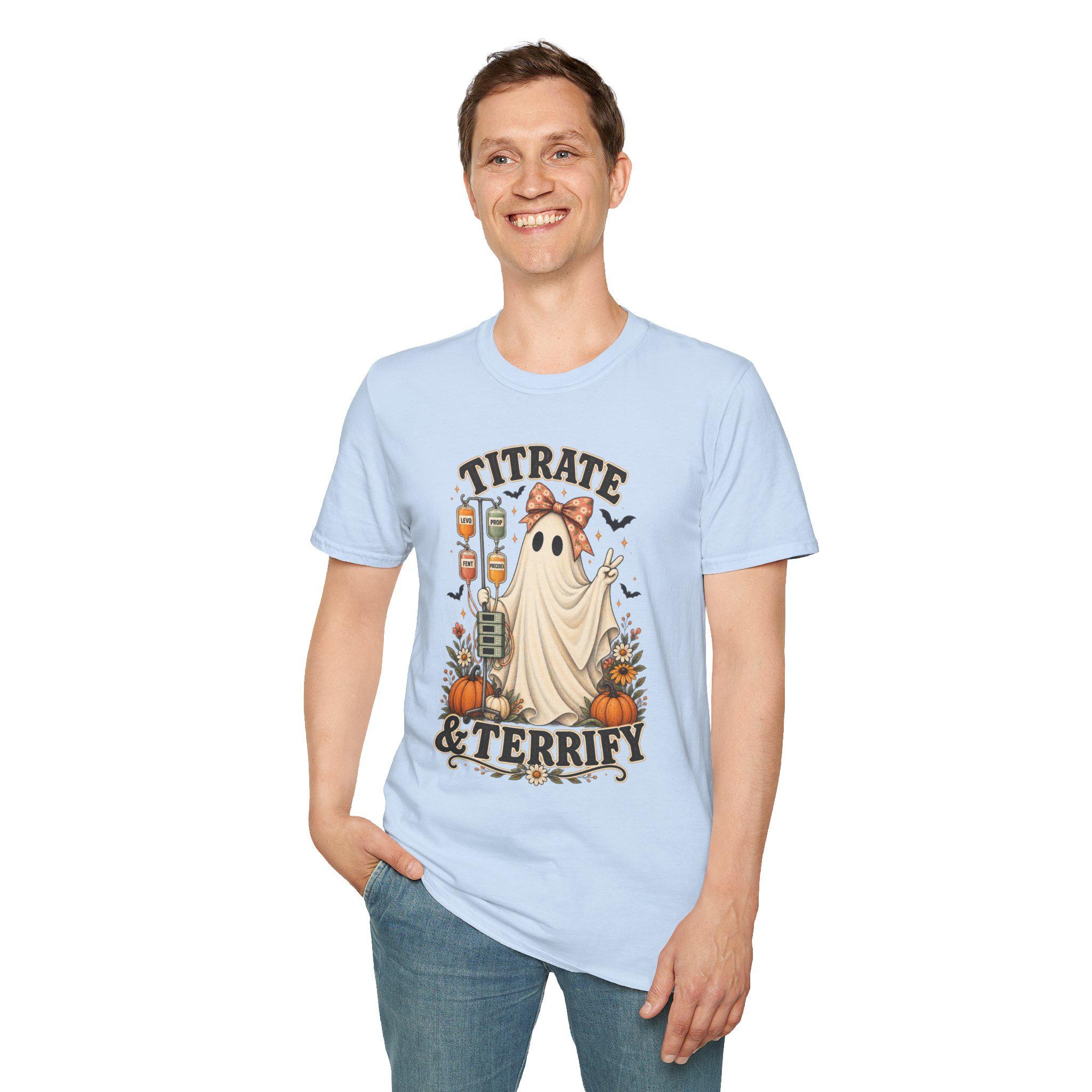 ICU Nurse Halloween Shirt | Titrate and Terrify Ghost Tee | Comfort Colors RN Apparel, view 14
