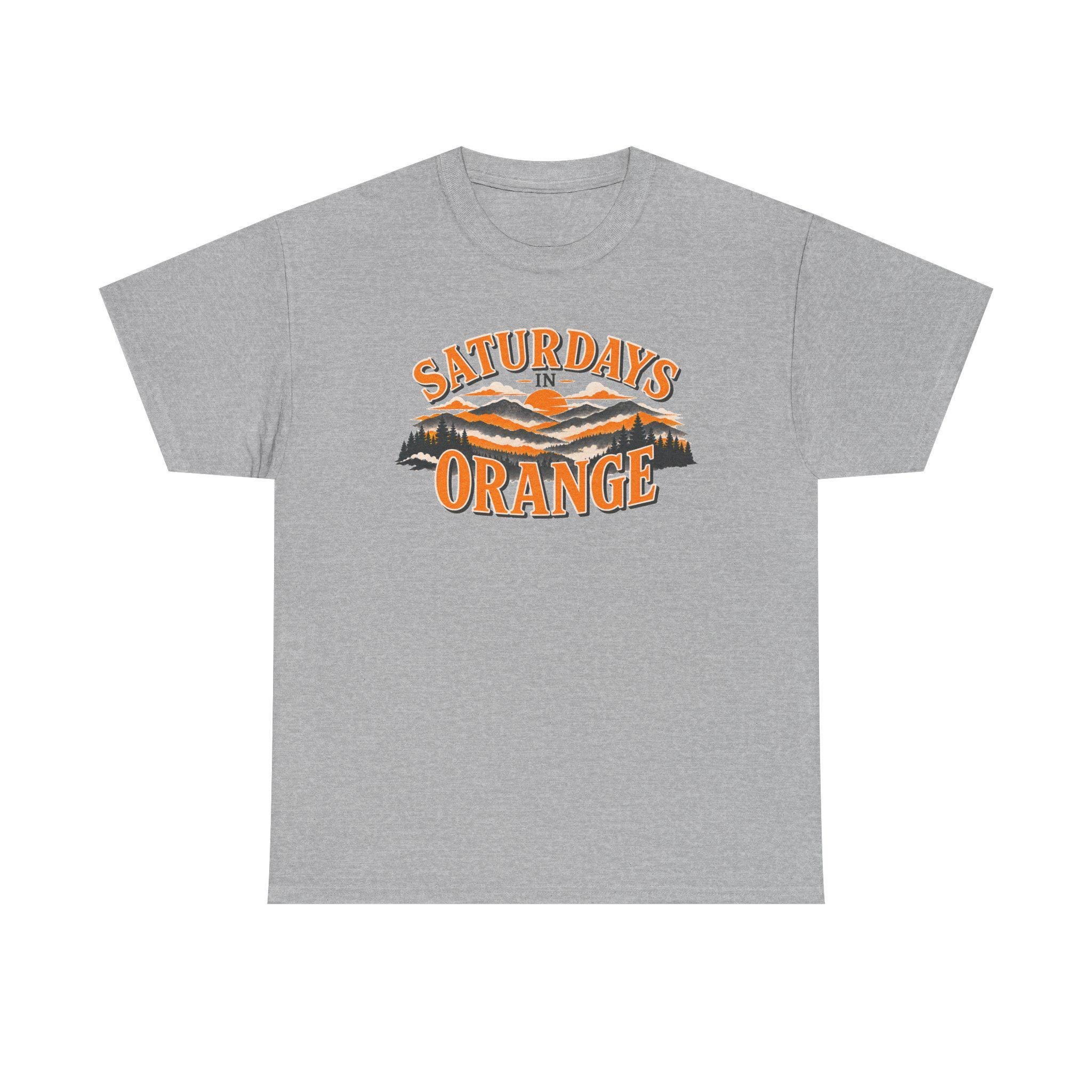 Saturdays in Orange Tee | Retro Mountain Sunset Volunteers, view 4