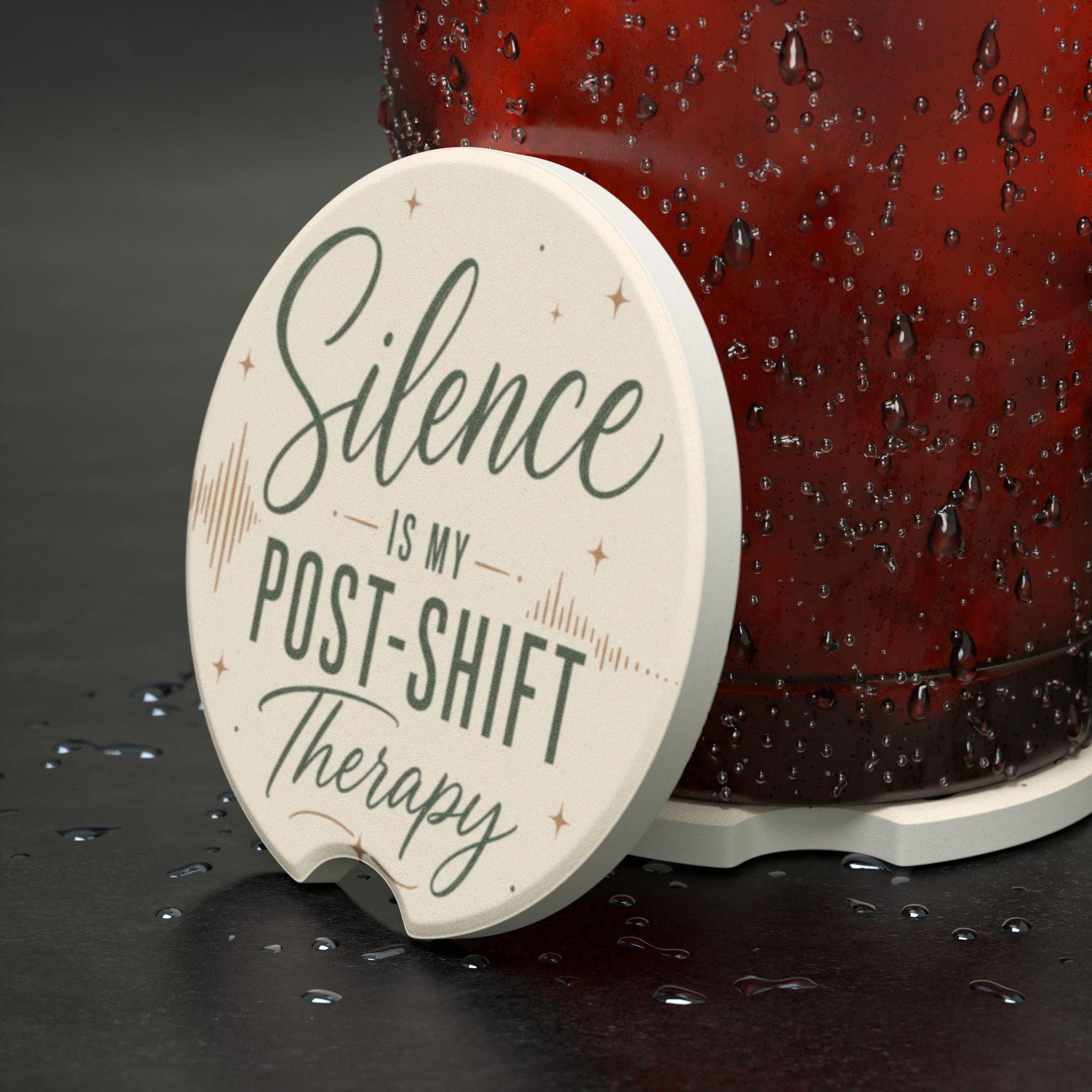 Natural Soapstone Car Coaster | Post-Shift Therapy Message, Star & Wave Design, view 6