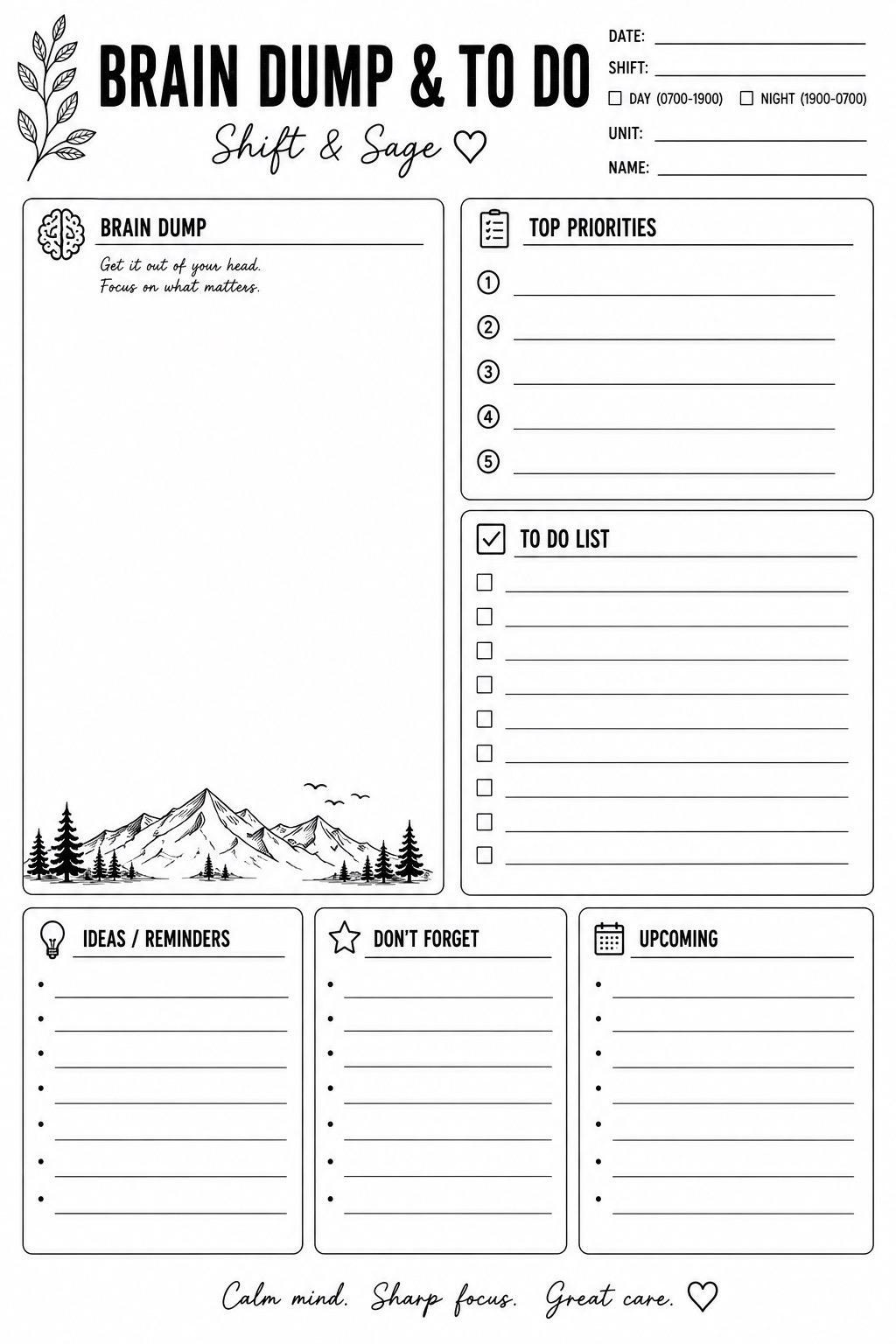 ADHD Nurse Report Sheet Bundle | ICU Shift Planner, Digital PDF (Printable), view 9