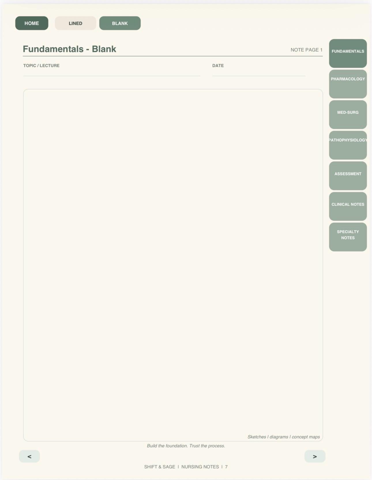 Hyperlinked Nursing Student Notebook | Cream Sage Mountains (Digital PDF), view 6