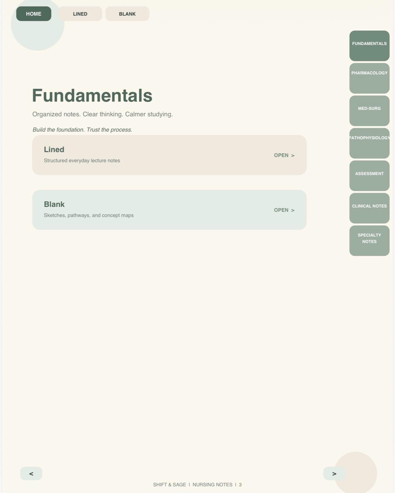 Hyperlinked Nursing Student Notebook | Cream Sage Mountains (Digital PDF), view 4
