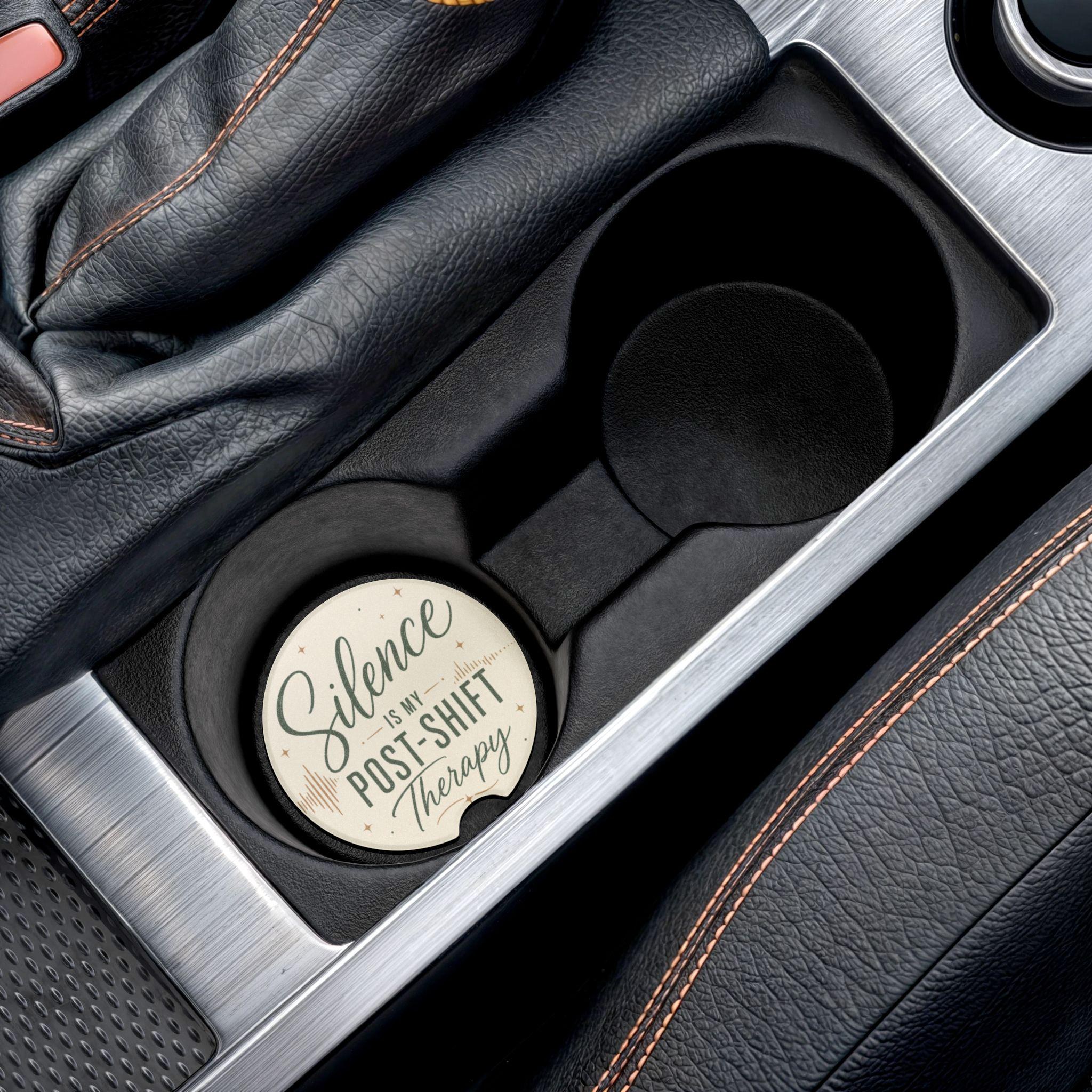 Natural Soapstone Car Coaster | Post-Shift Therapy Message, Star & Wave Design, view 5