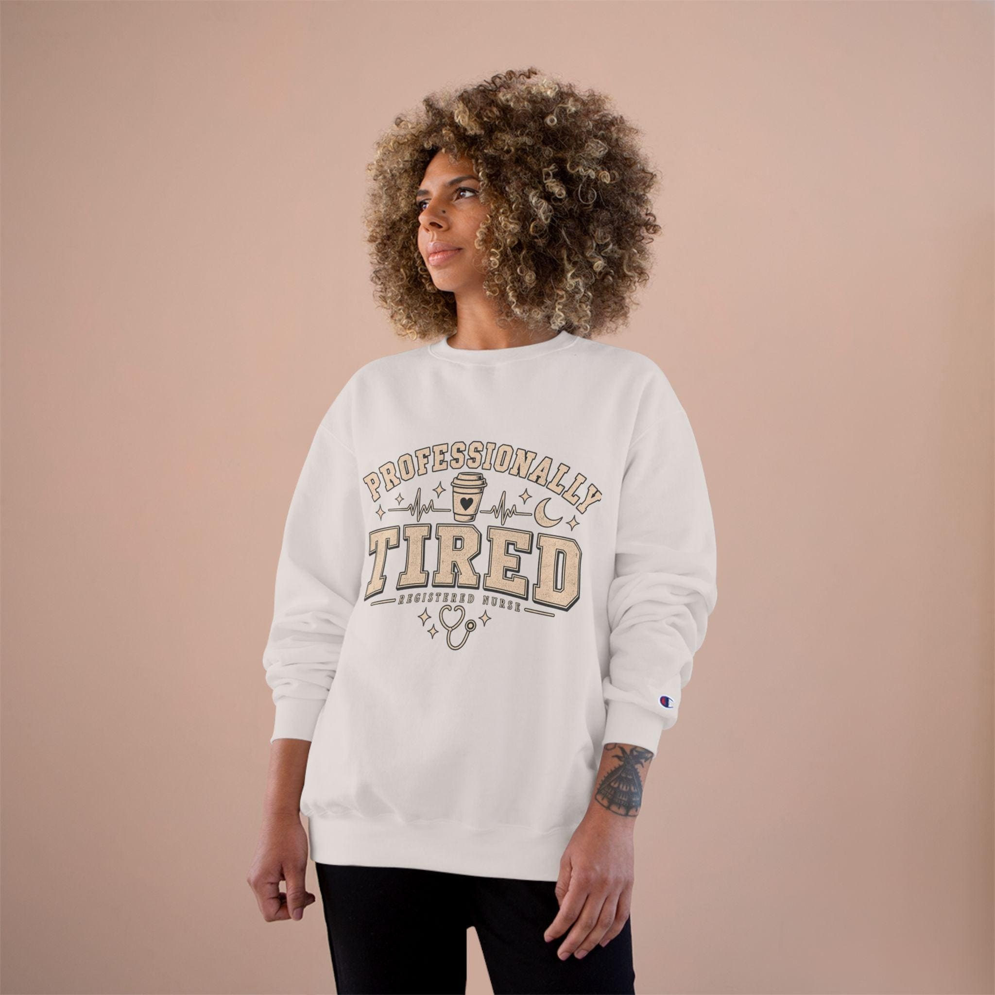 Professionally Tired Registered Nurse Sweatshirt, Vintage Collegiate RN Crewneck, view 5