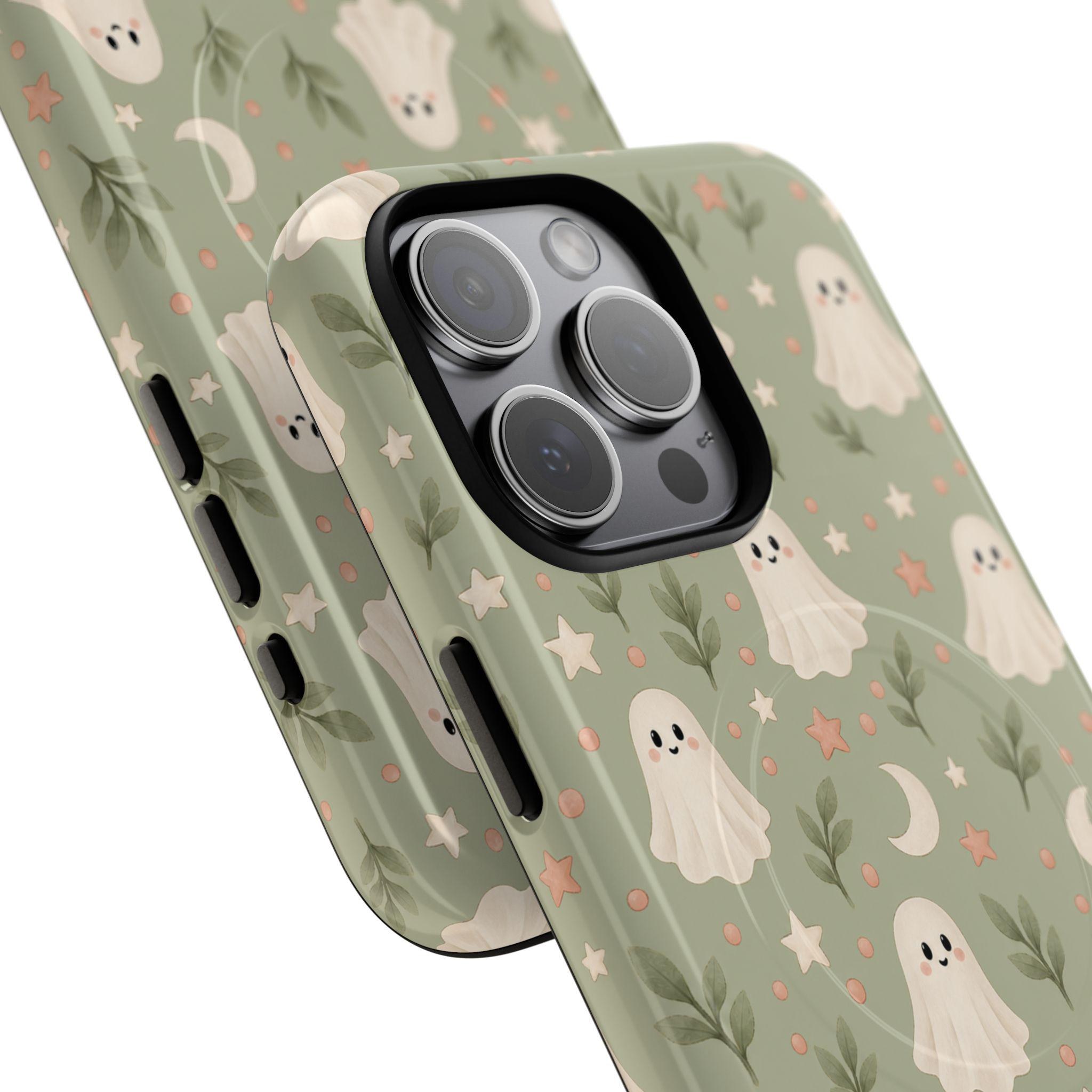 Whimsical Ghost Pattern Phone Case | MagSafe Compatible, Dual-Layer Protection, view 16