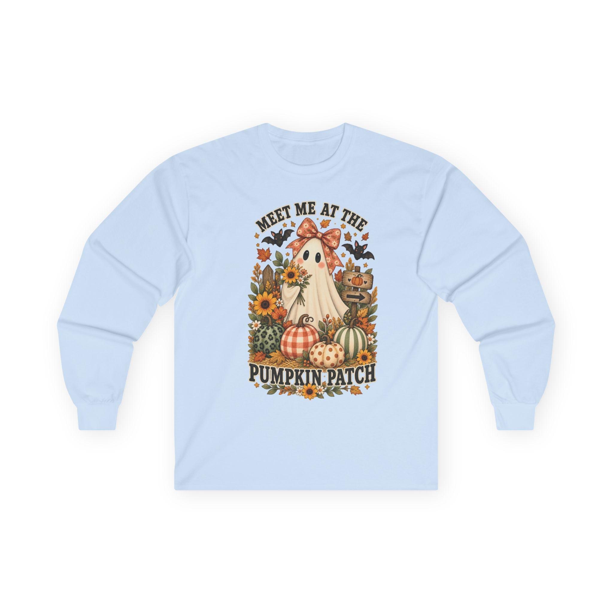 Ghost Pumpkin Long Sleeve Tee | Floral Halloween Comfort Colors Shirt, view 9