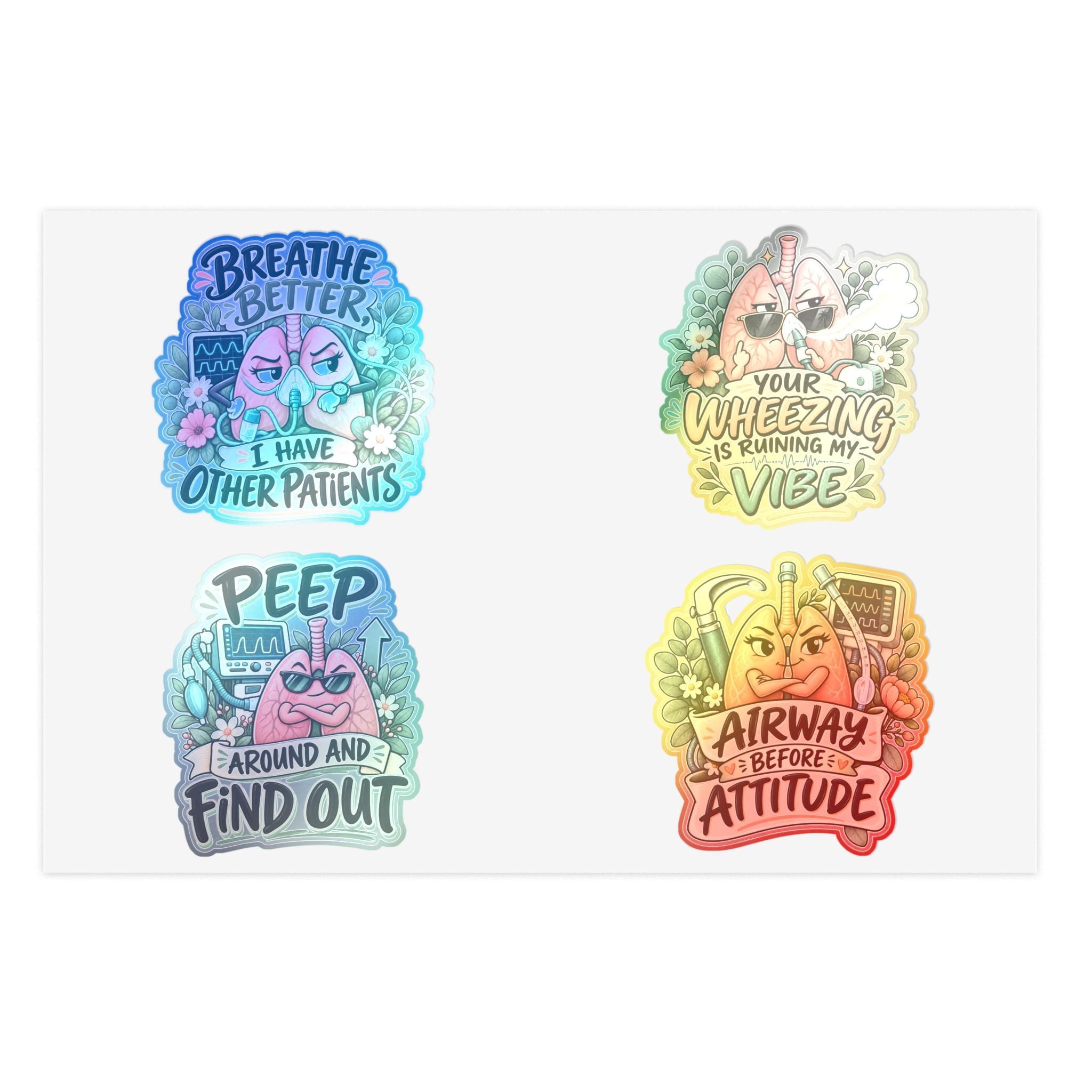 Funny Respiratory Therapist Sticker Sheet, Lung Humor, RT Gift, Healthcare Worker Stickers, view 9