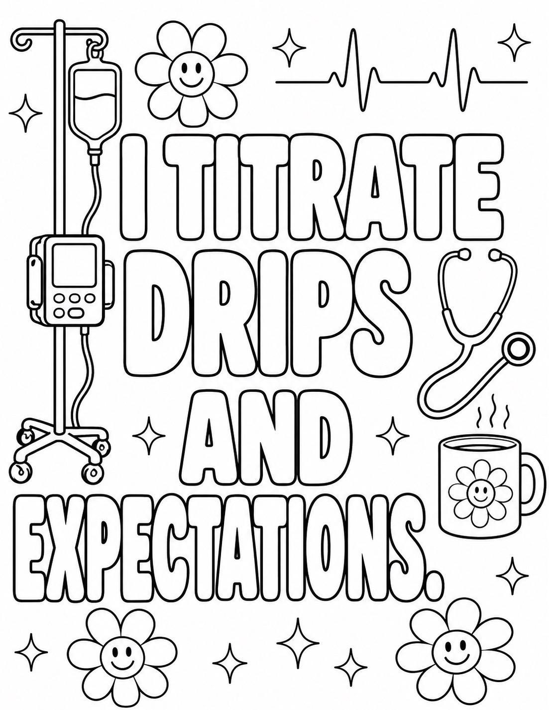 Snarky ICU Nurse Coloring Pages PDF | Funny Adult Nursing Humor Coloring Book Printable Download, view 5